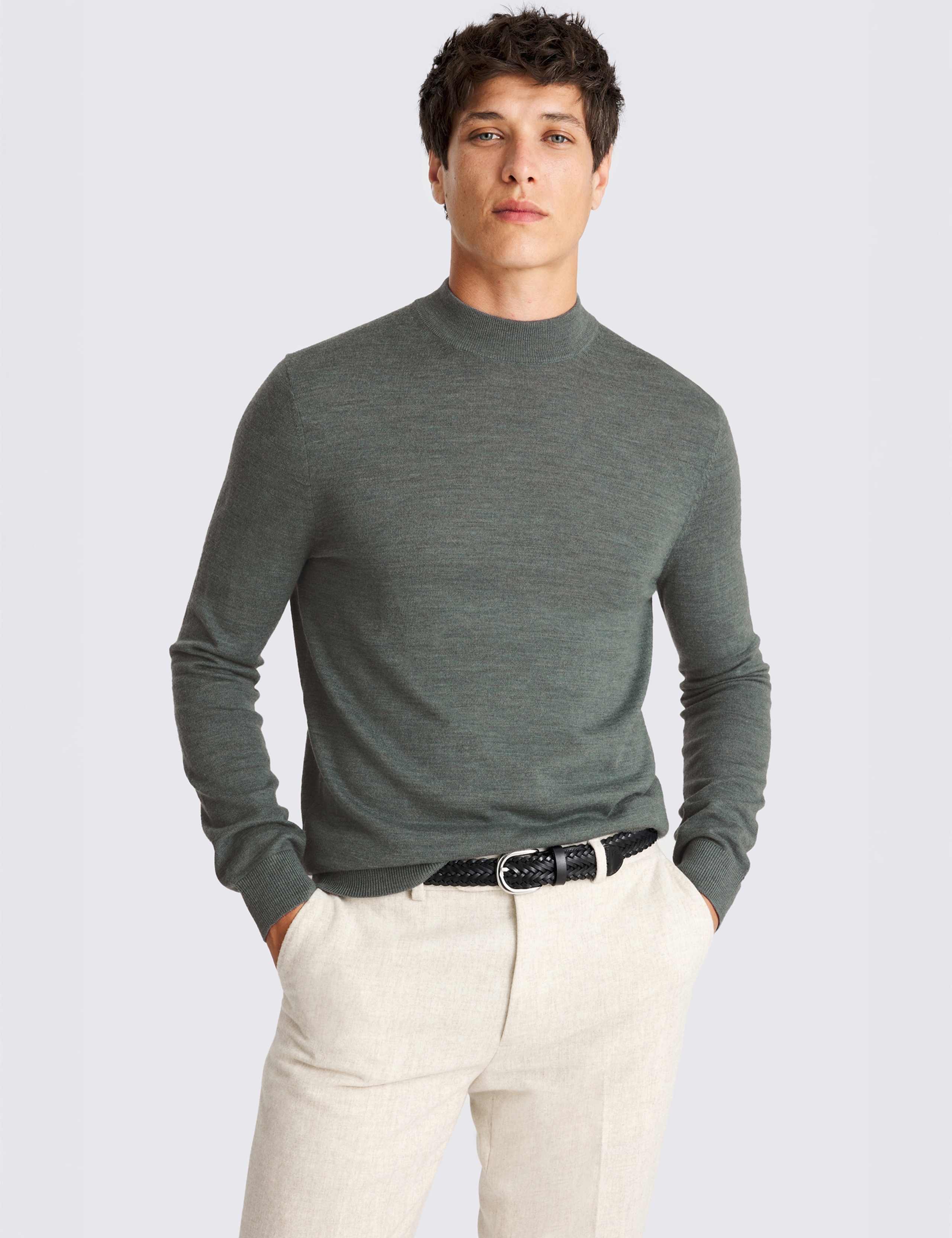 Merino Wool Rich Mock Neck Jumper