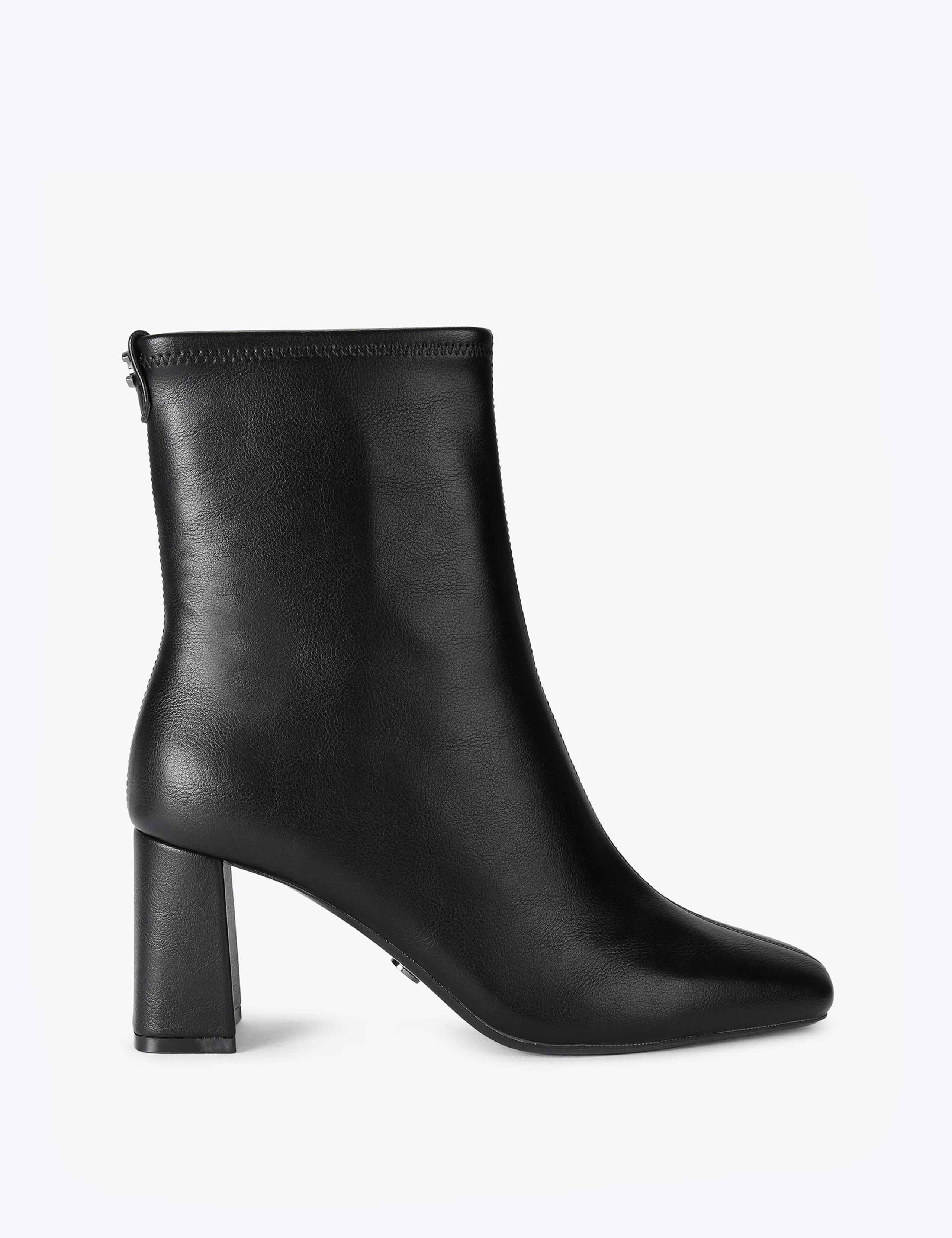 Patent Block Heel Square Toe Ankle Boots