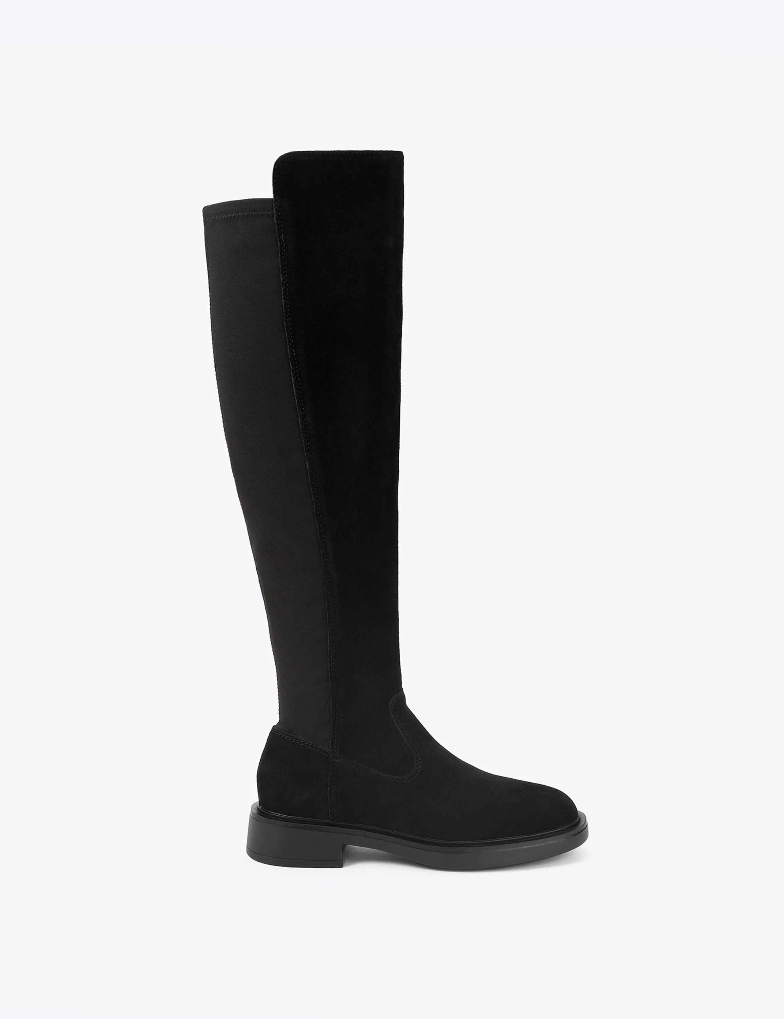 Regular Fit Suede Zip Up Knee High Boots