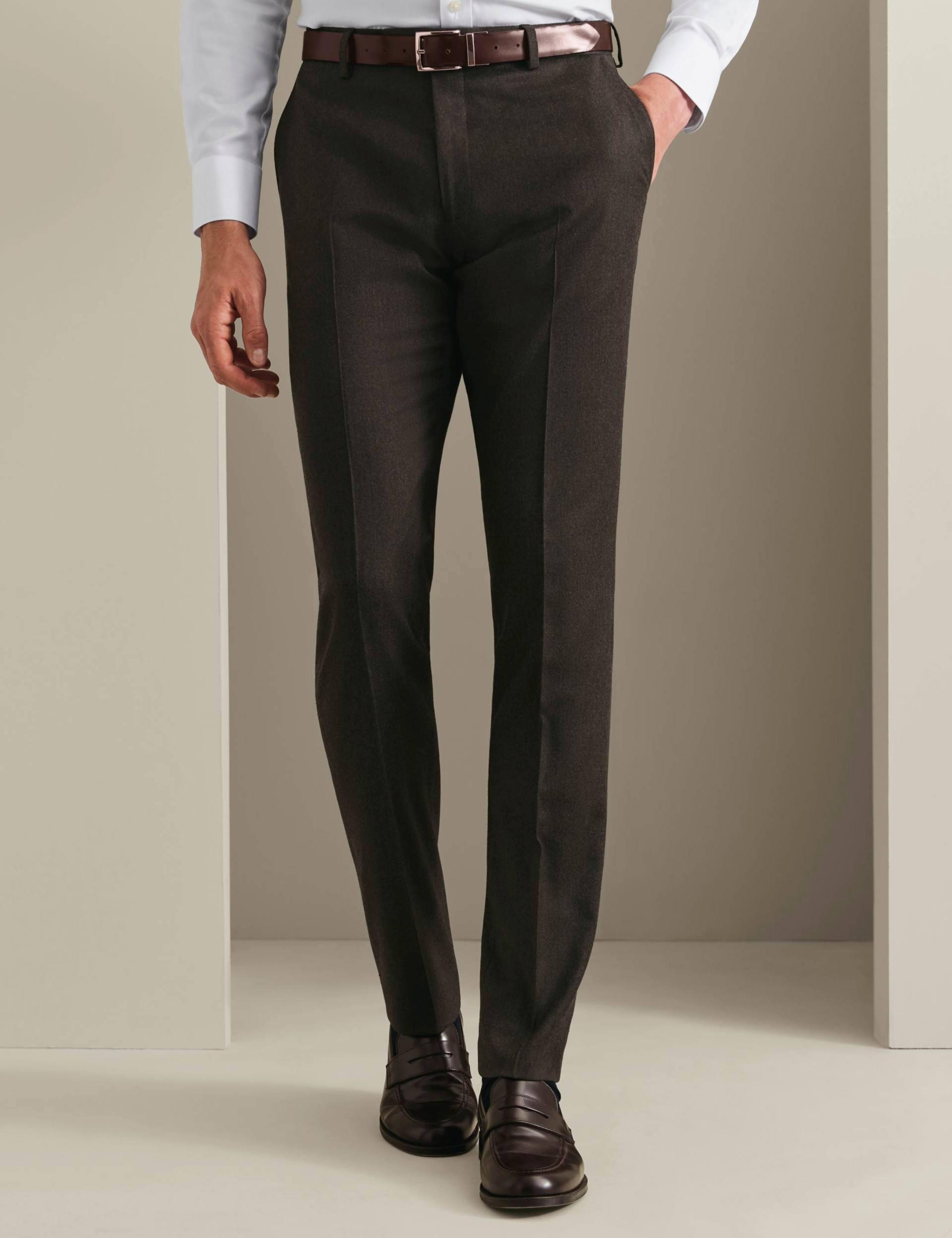 Slim Fit Wool Rich Flannel Flat Front Trousers