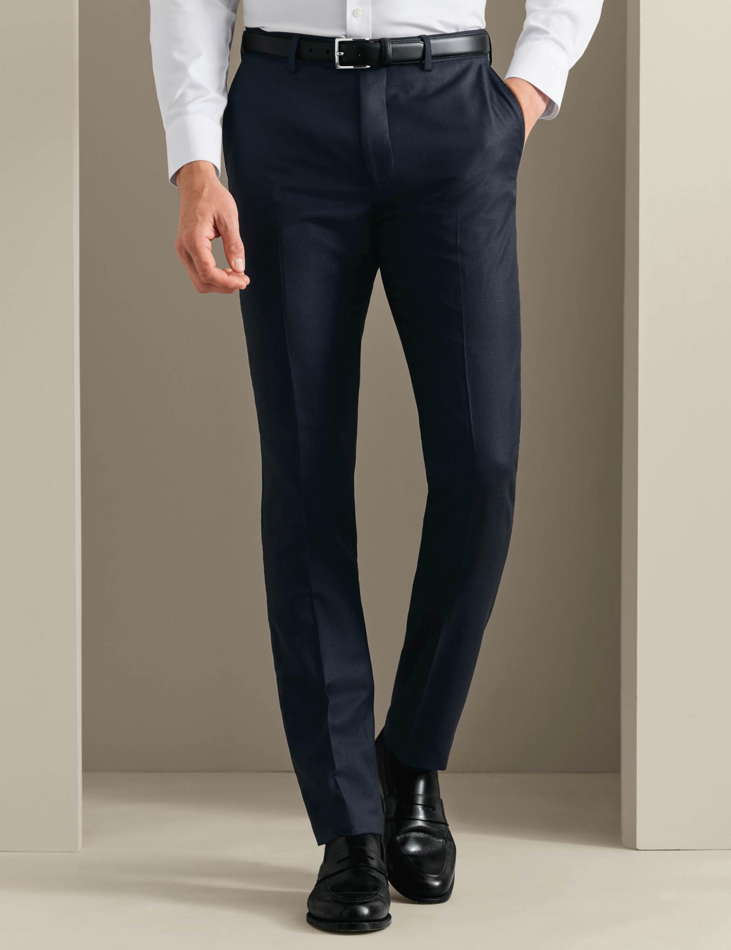 Slim Fit Pure Wool Flat Front Trousers