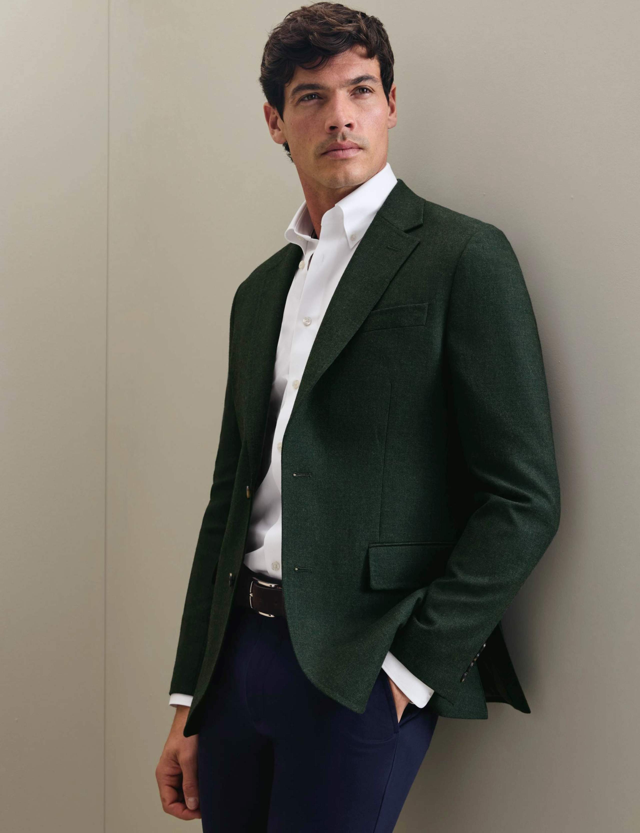 Slim Fit Pure Wool Textured Jacket