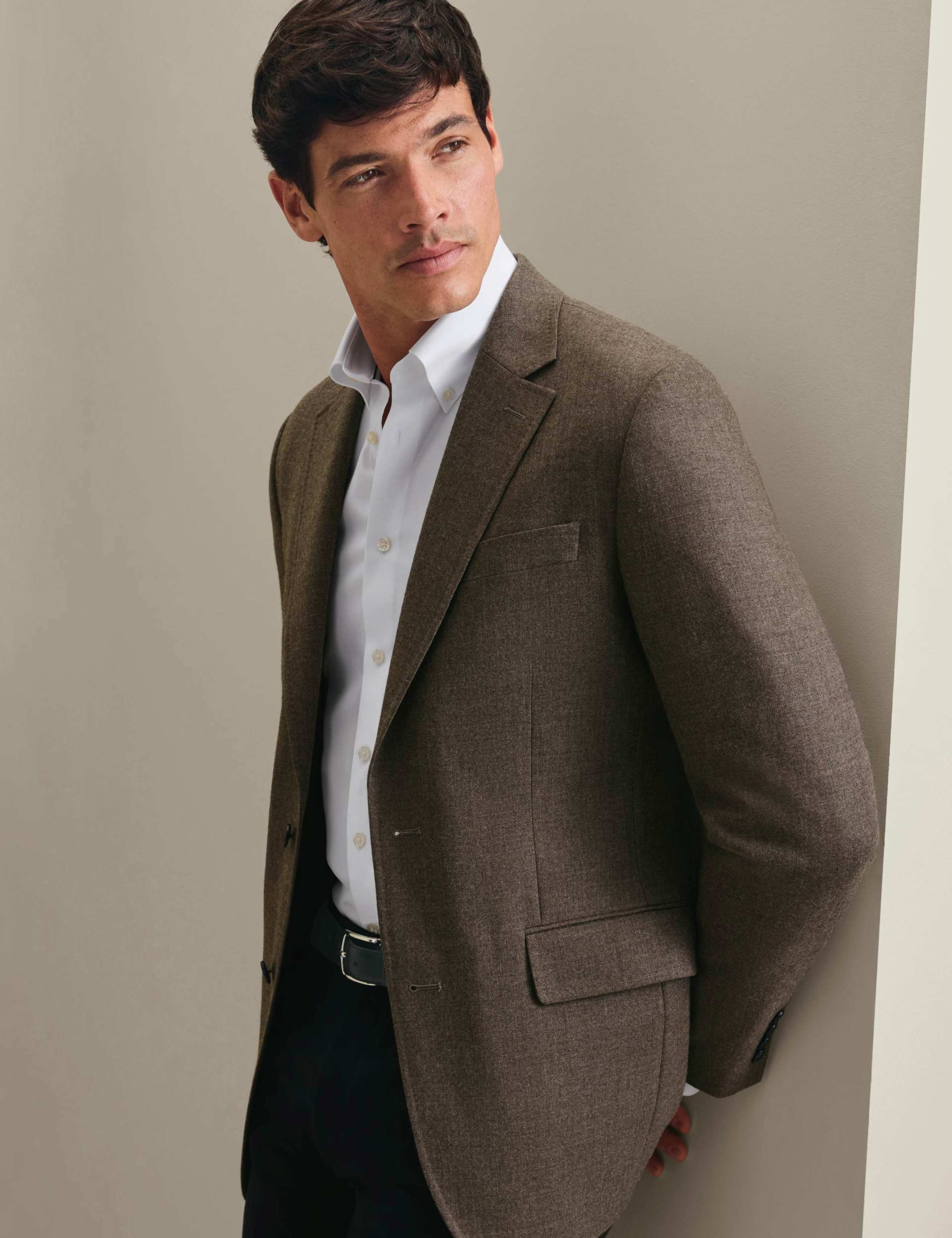 Slim Fit Pure Wool Textured Jacket