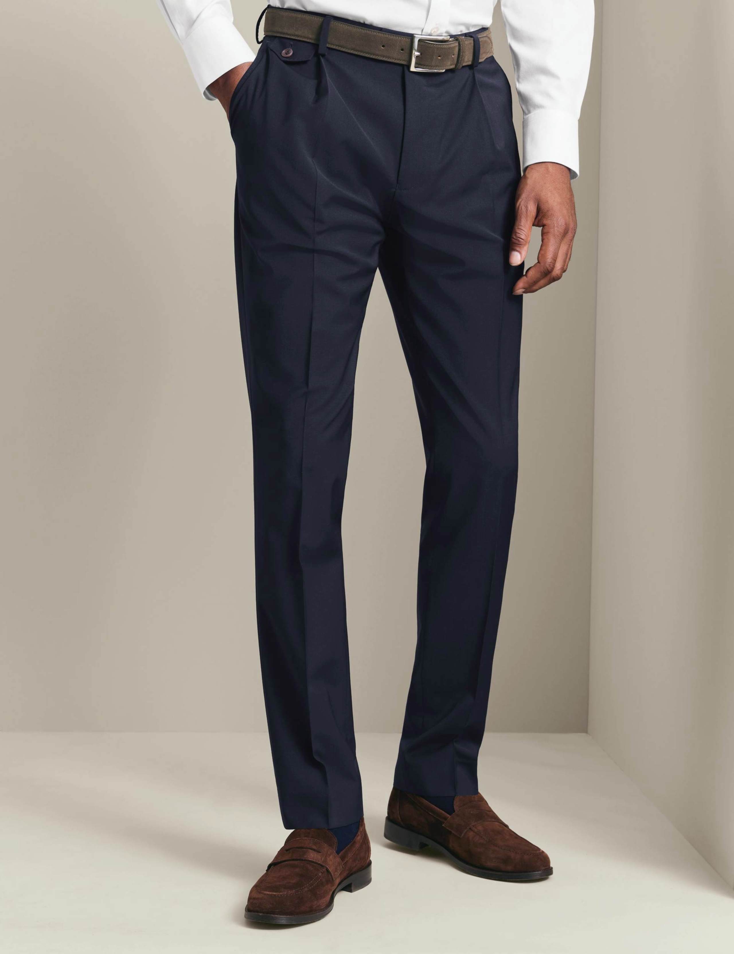 Slim Fit Wool Rich Flat Front Stretch Trousers