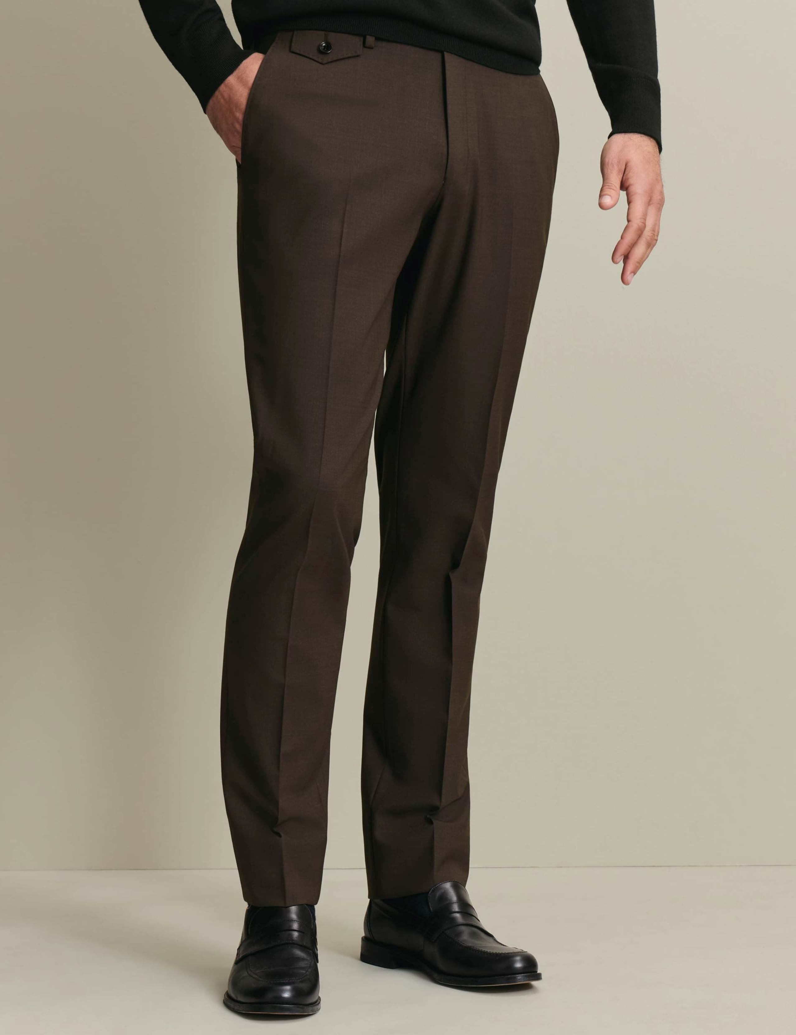 Slim Fit Wool Rich Flat Front Stretch Trousers