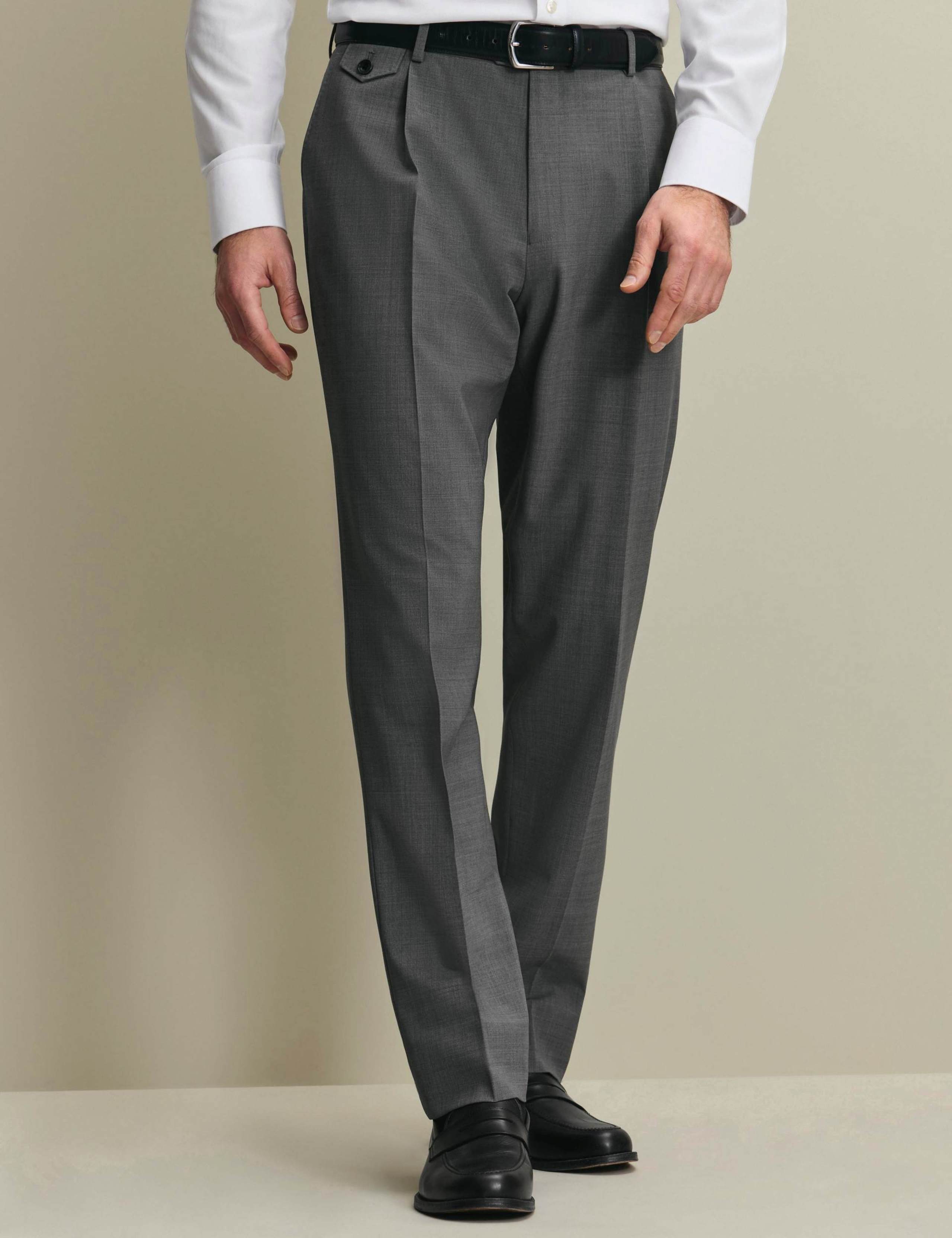 Slim Fit Wool Rich Flat Front Stretch Trousers