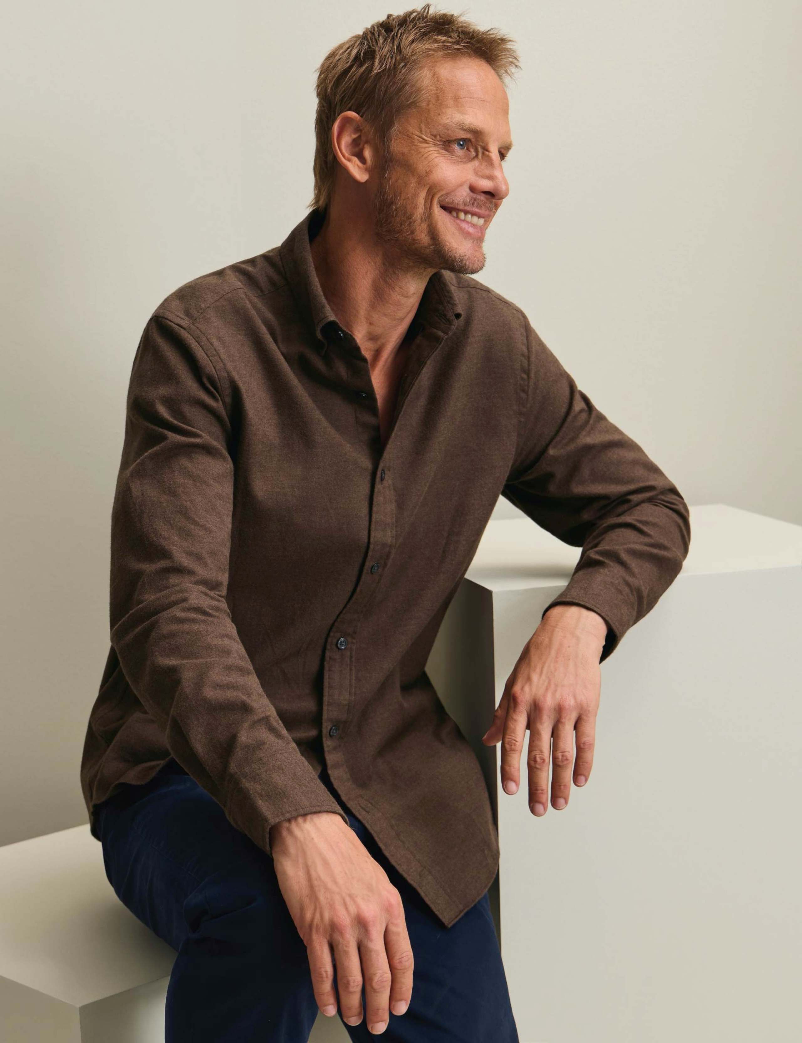 Long Sleeve Brushed Cotton Flannel Shirt