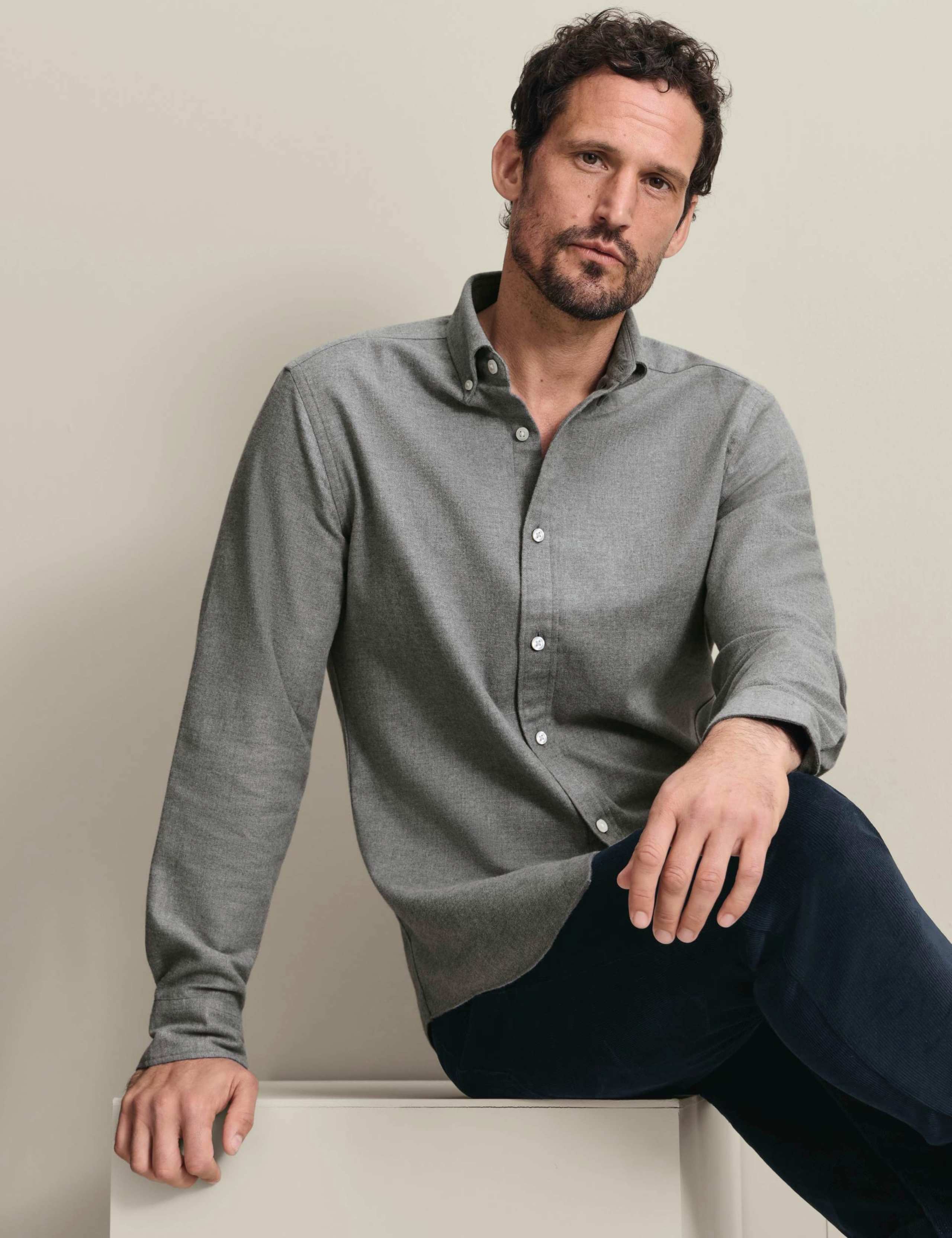 Long Sleeve Brushed Cotton Flannel Shirt