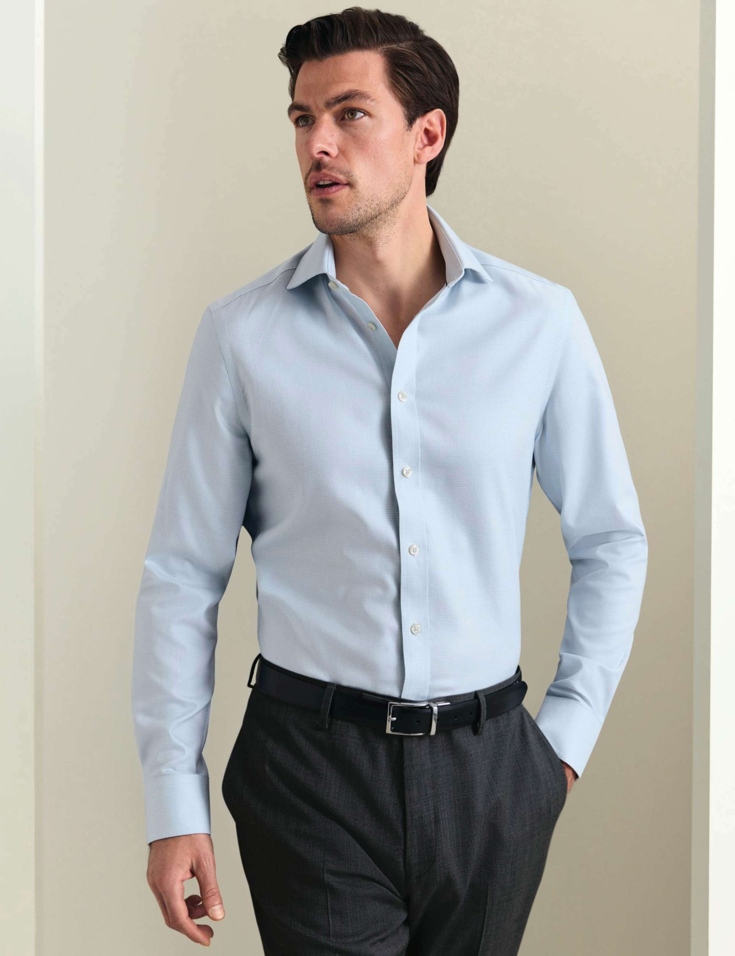 Regular Fit Non Iron Pure Cotton Textured Shirt