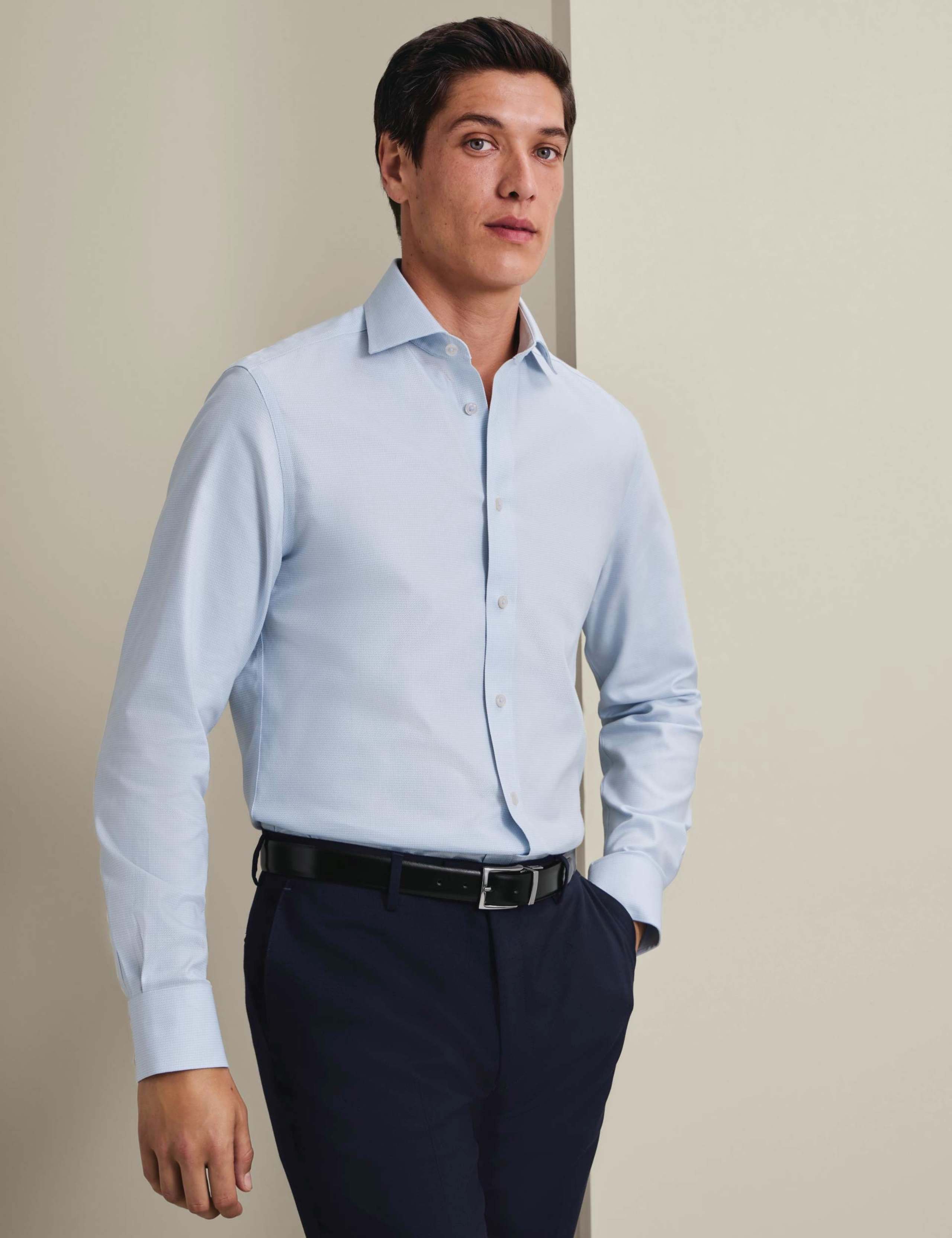 Regular Fit Non Iron Pure Cotton Textured Shirt