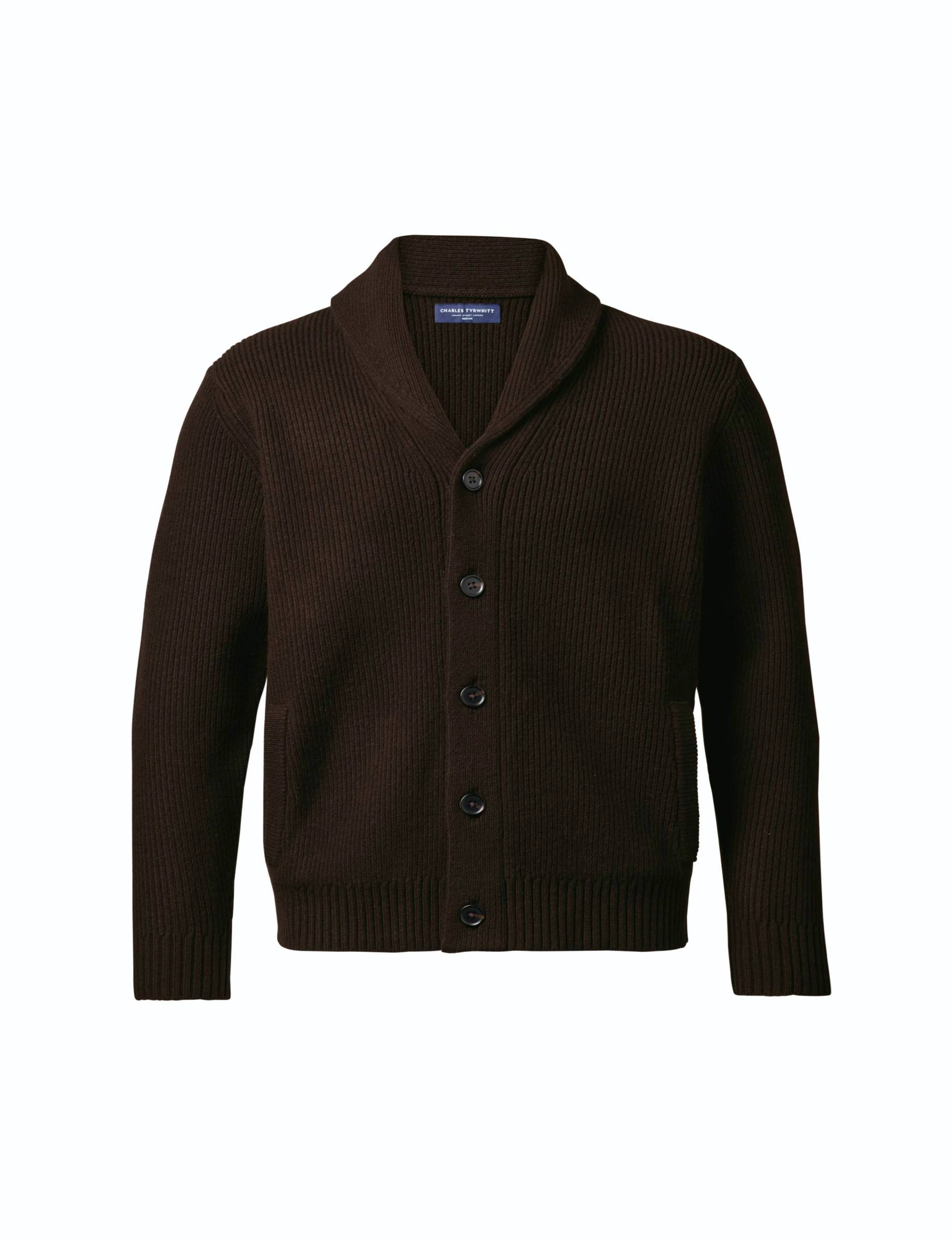 Merino Wool Shawl Neck Cardigan