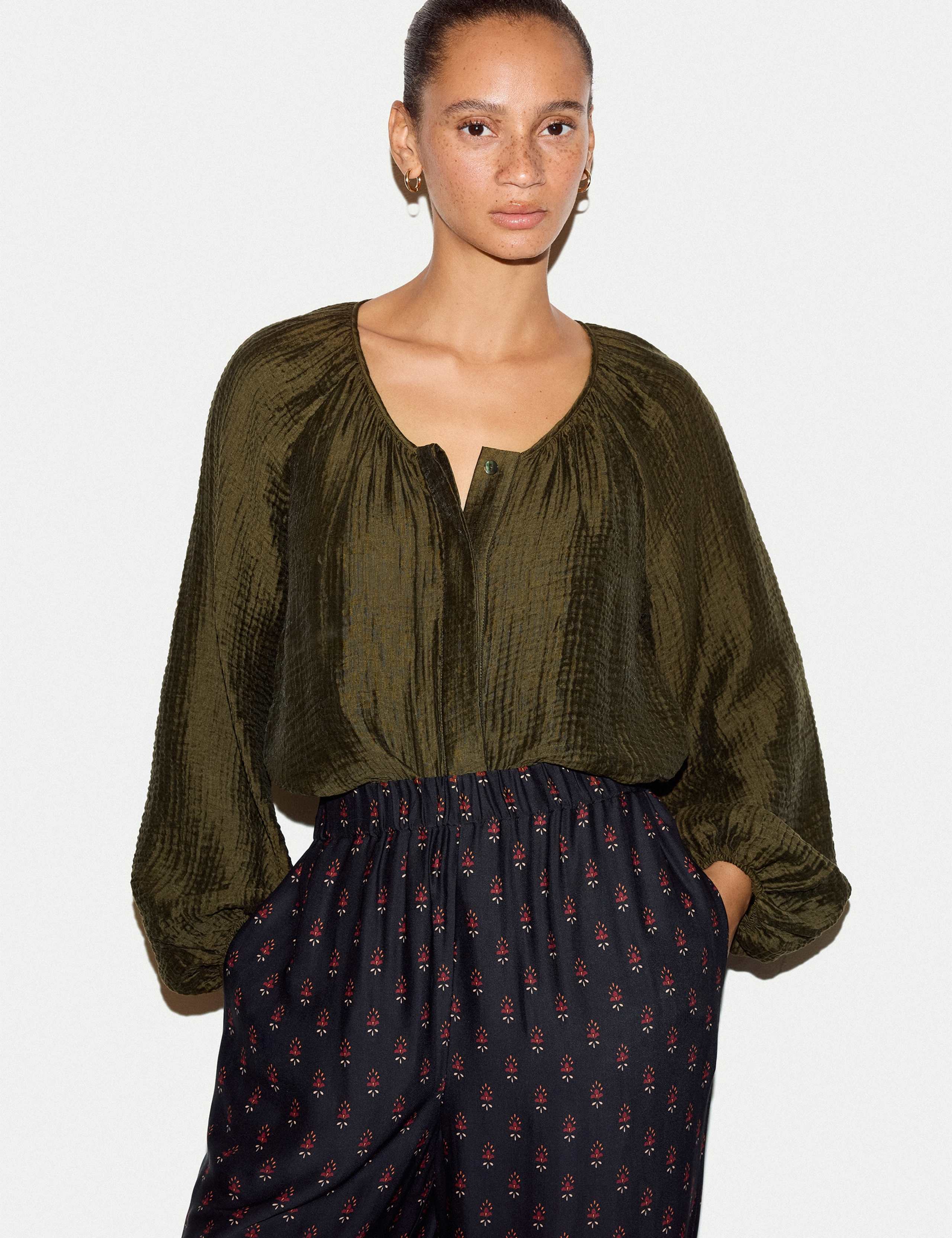 Textured Round Neck Regular Fit Top