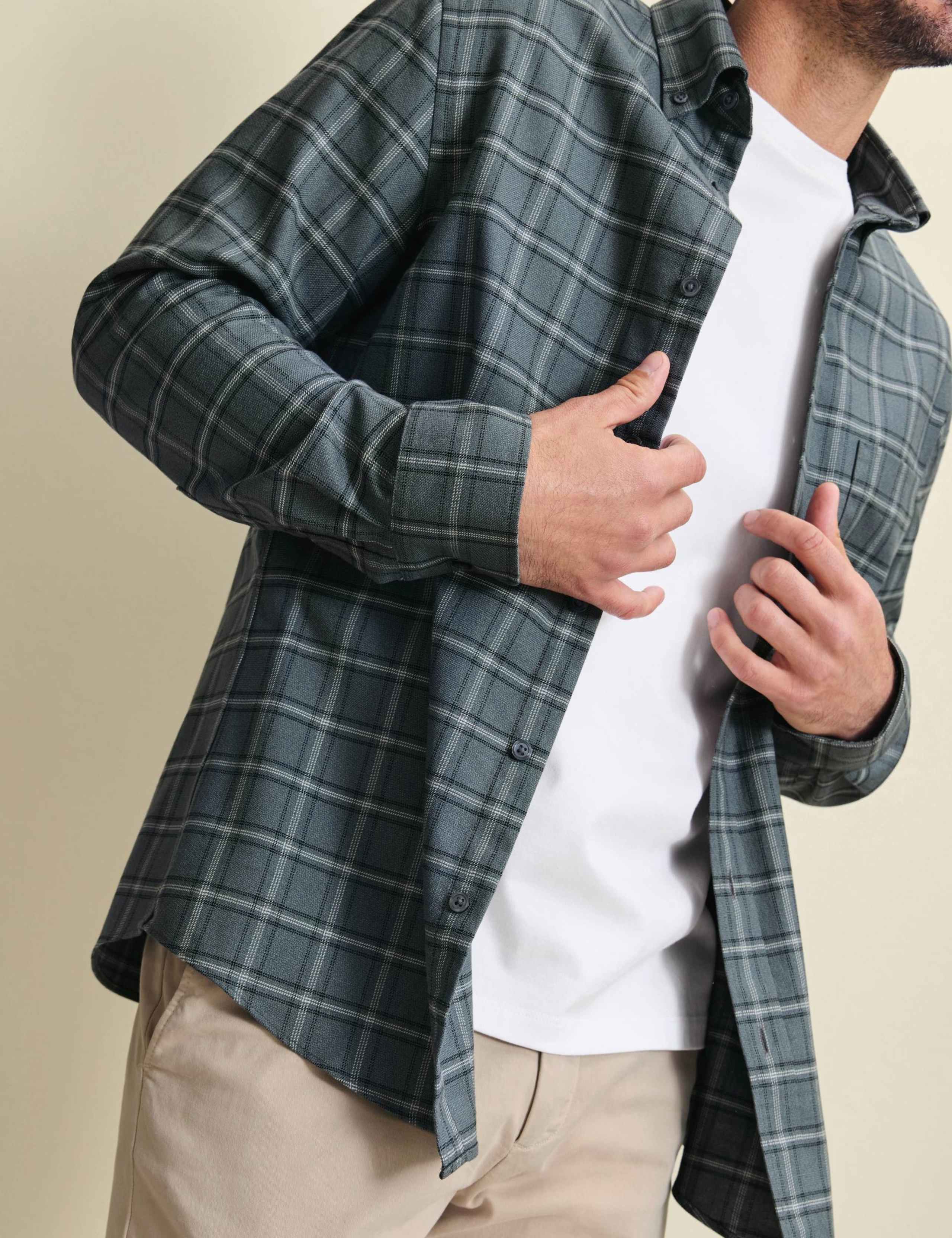 Regular Fit Non Iron Pure Cotton Check Twill Shirt