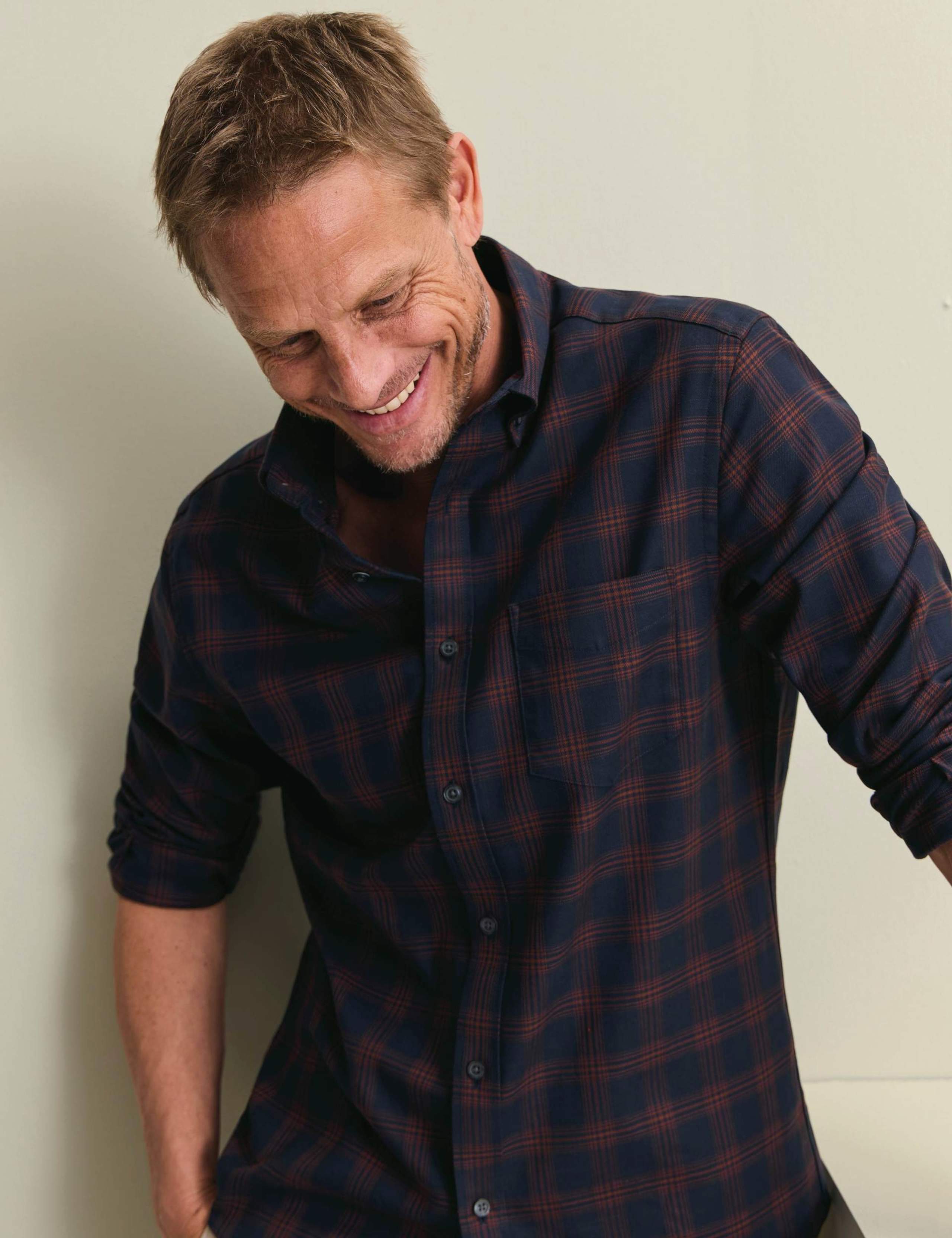 Regular Fit Non Iron Pure Cotton Check Twill Shirt