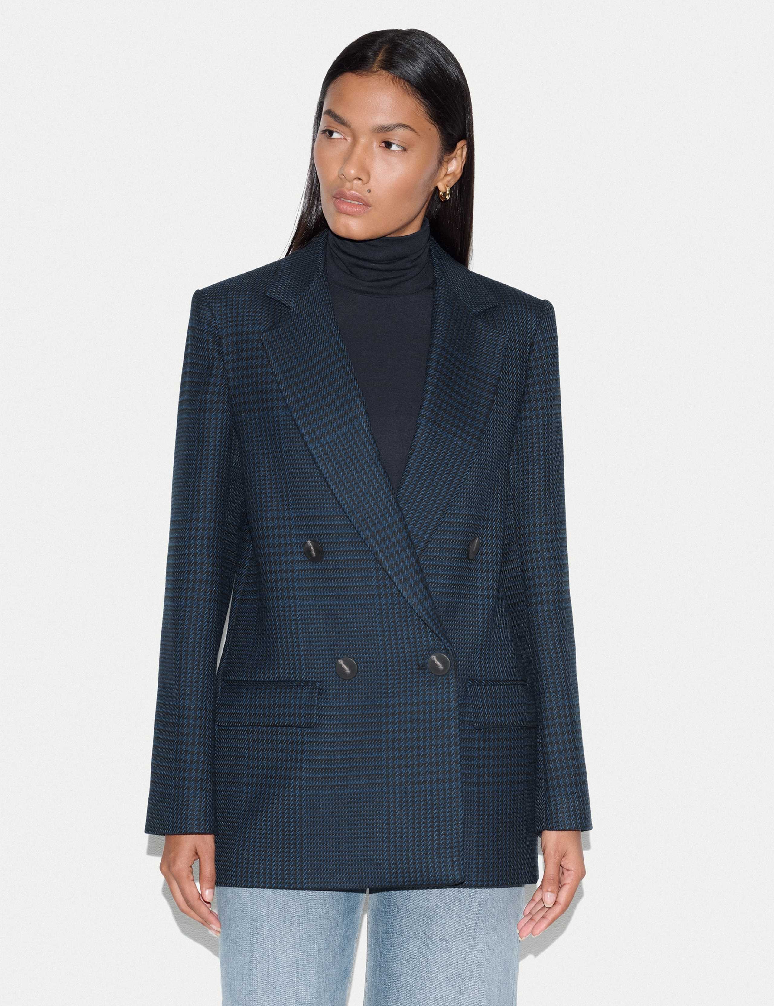 Prince Of Wales Check Double Breasted Blazer