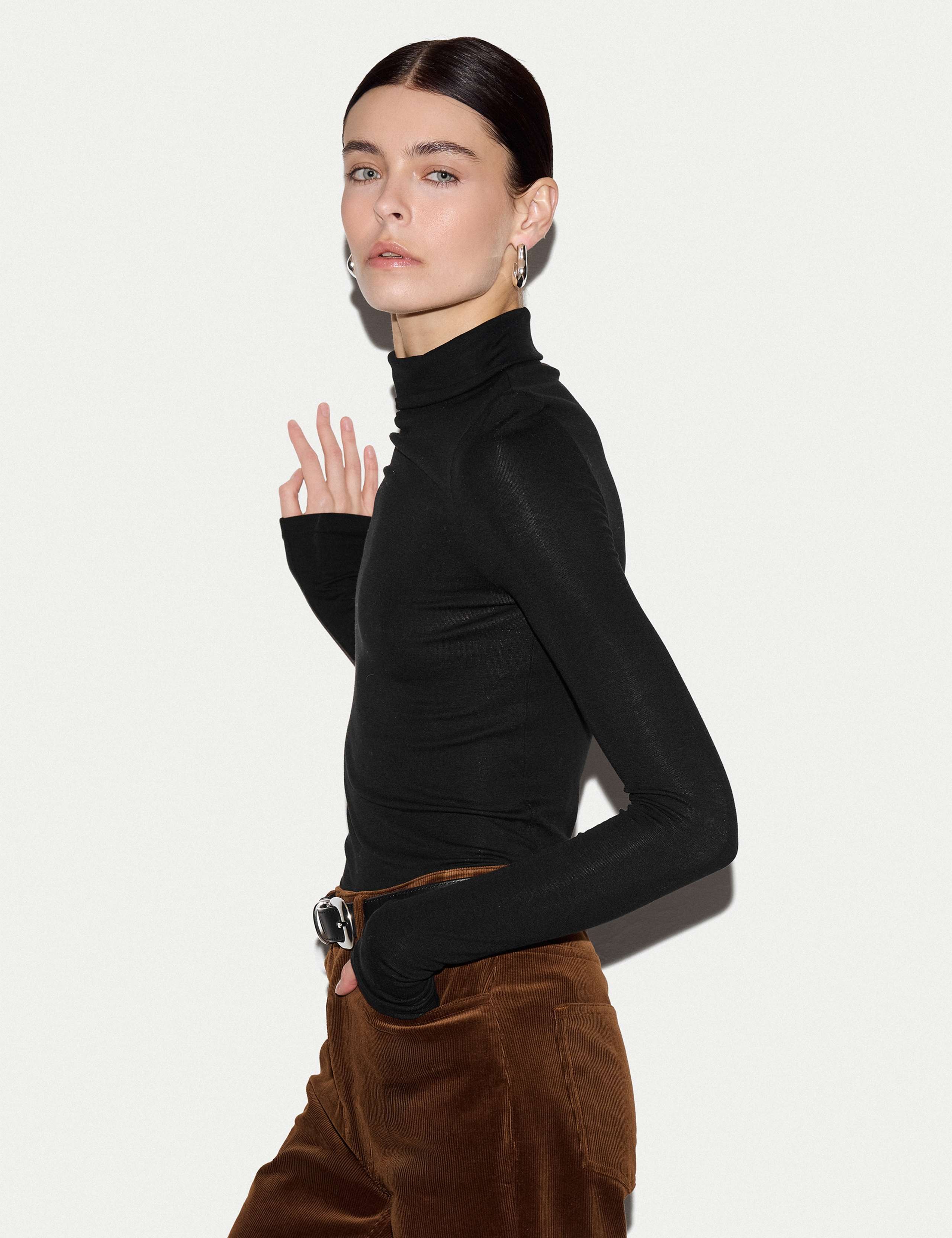 Lyocell Roll Neck Top