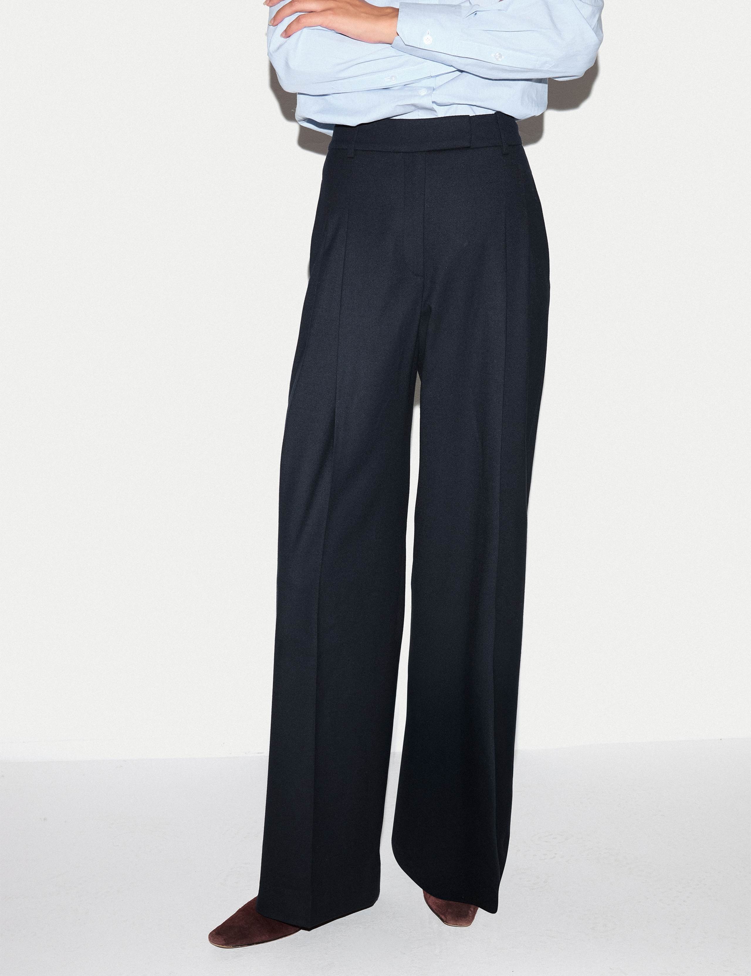 Pleat Front Wide Leg Trousers