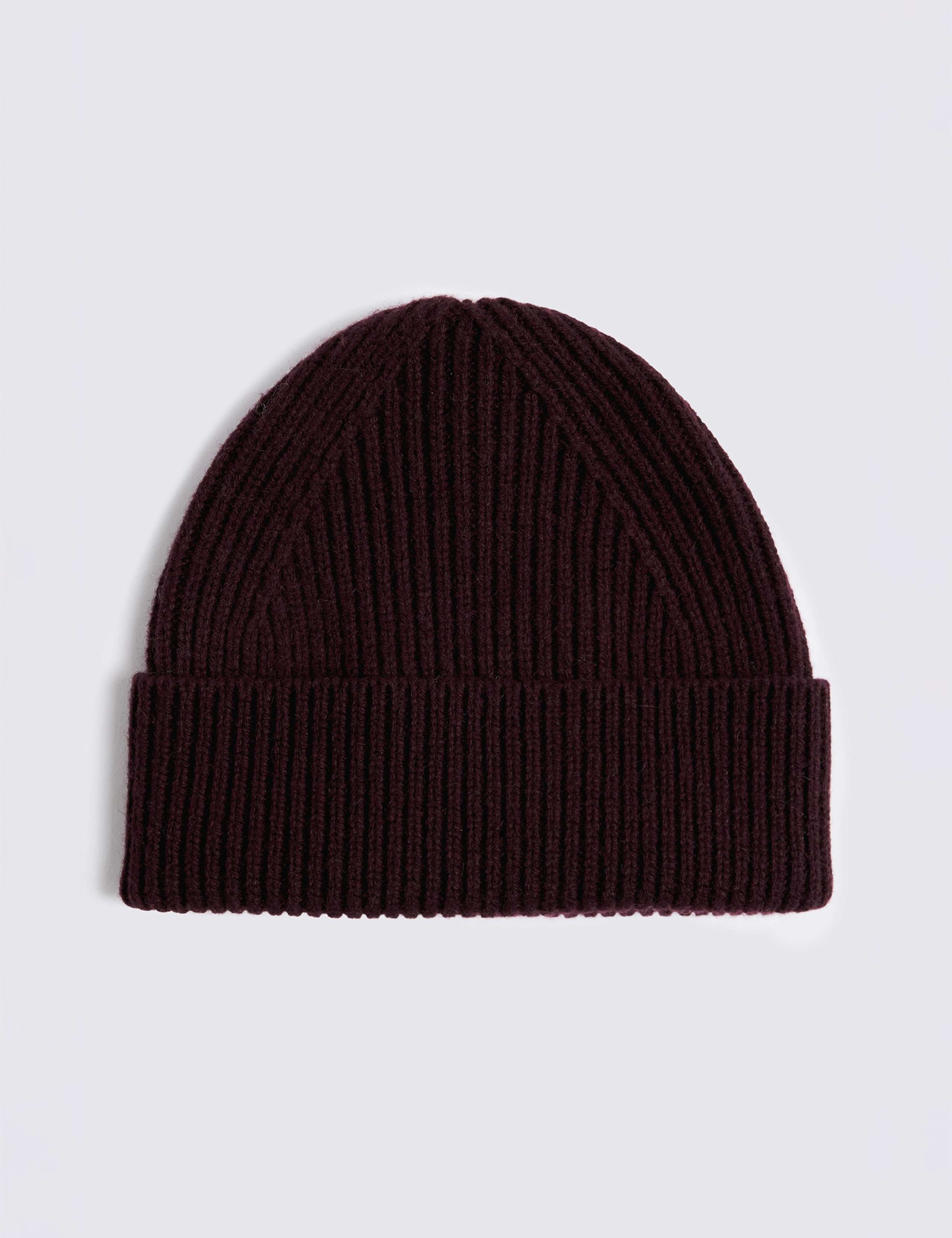 Lambswool Rich Ribbed Beanie with Cashmere