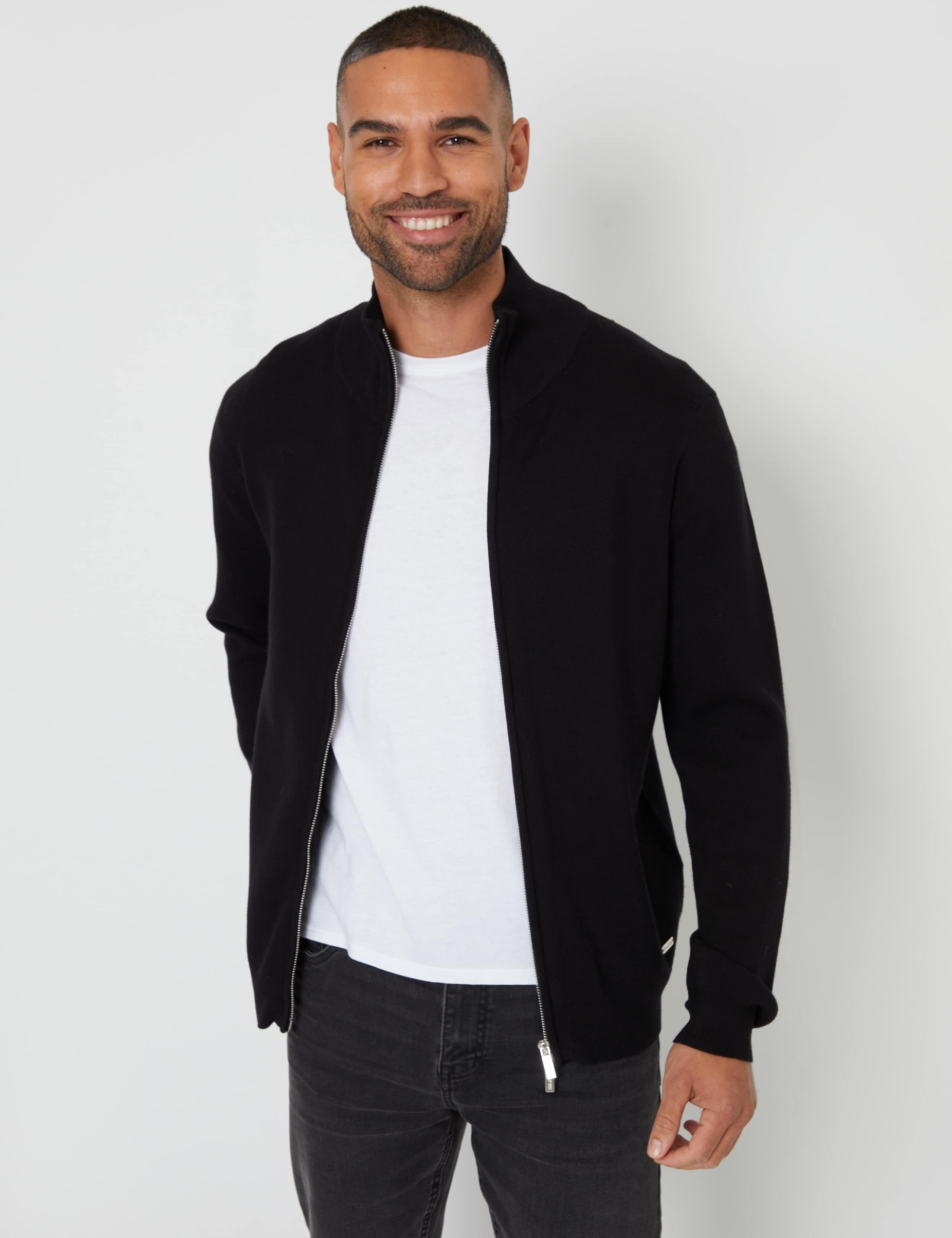 Funnel Neck Zip Up Cardigan