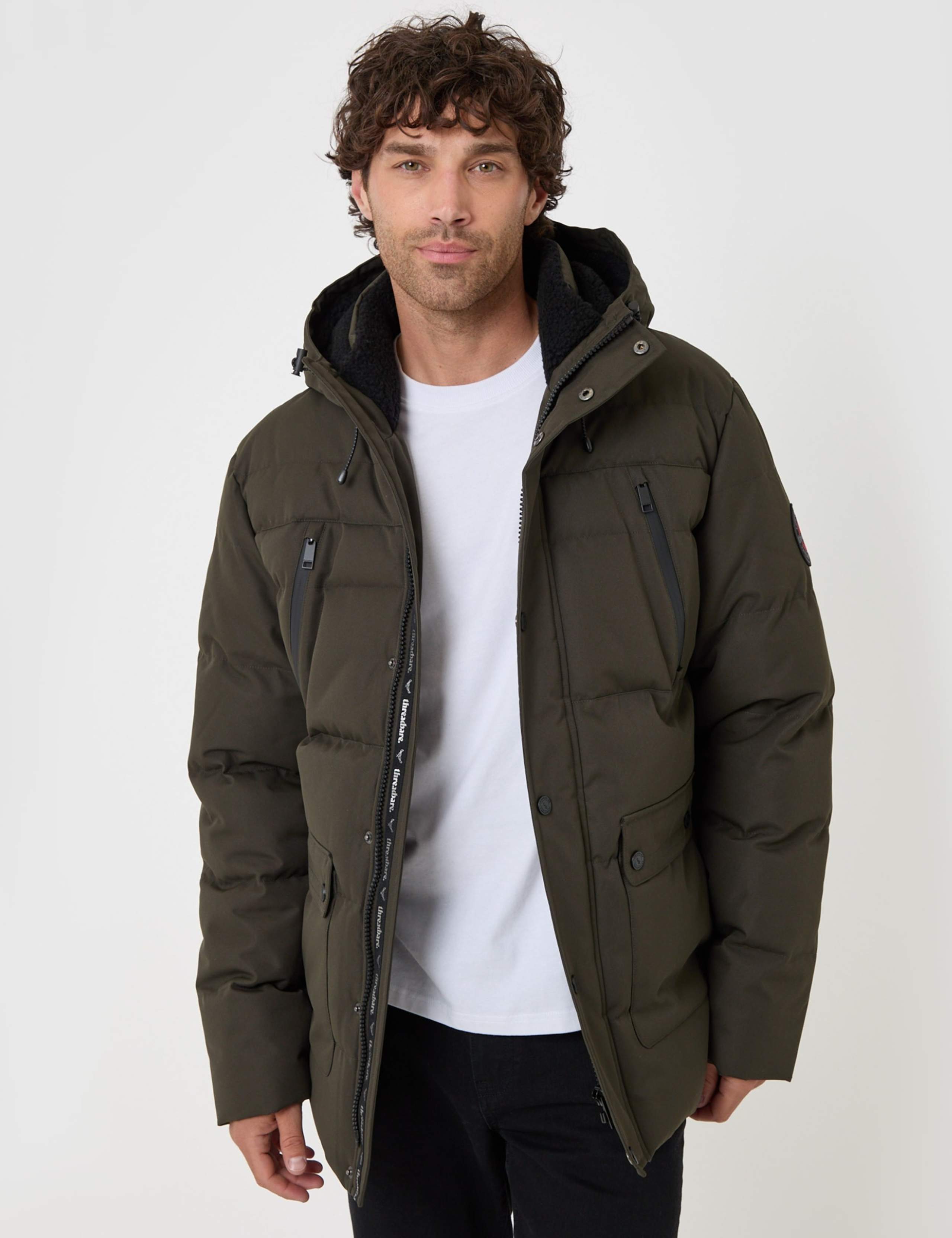 Showerproof Borg Lined Hooded Puffer Jacket