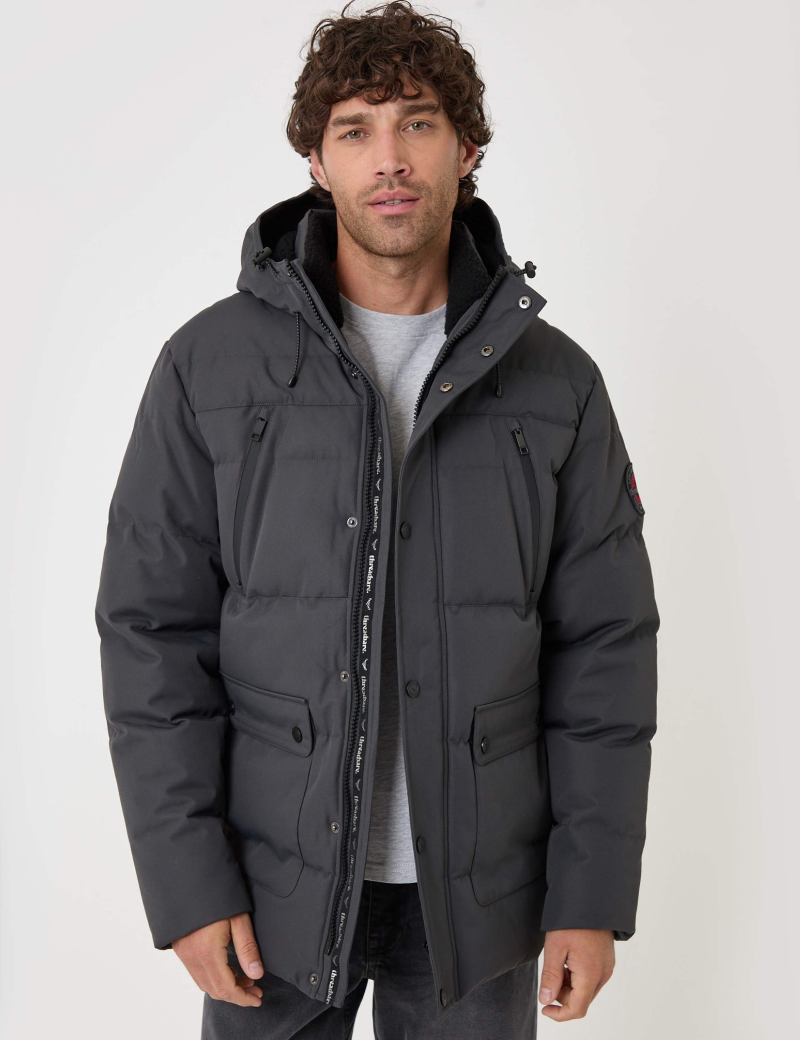 Showerproof Borg Lined Hooded Puffer Jacket