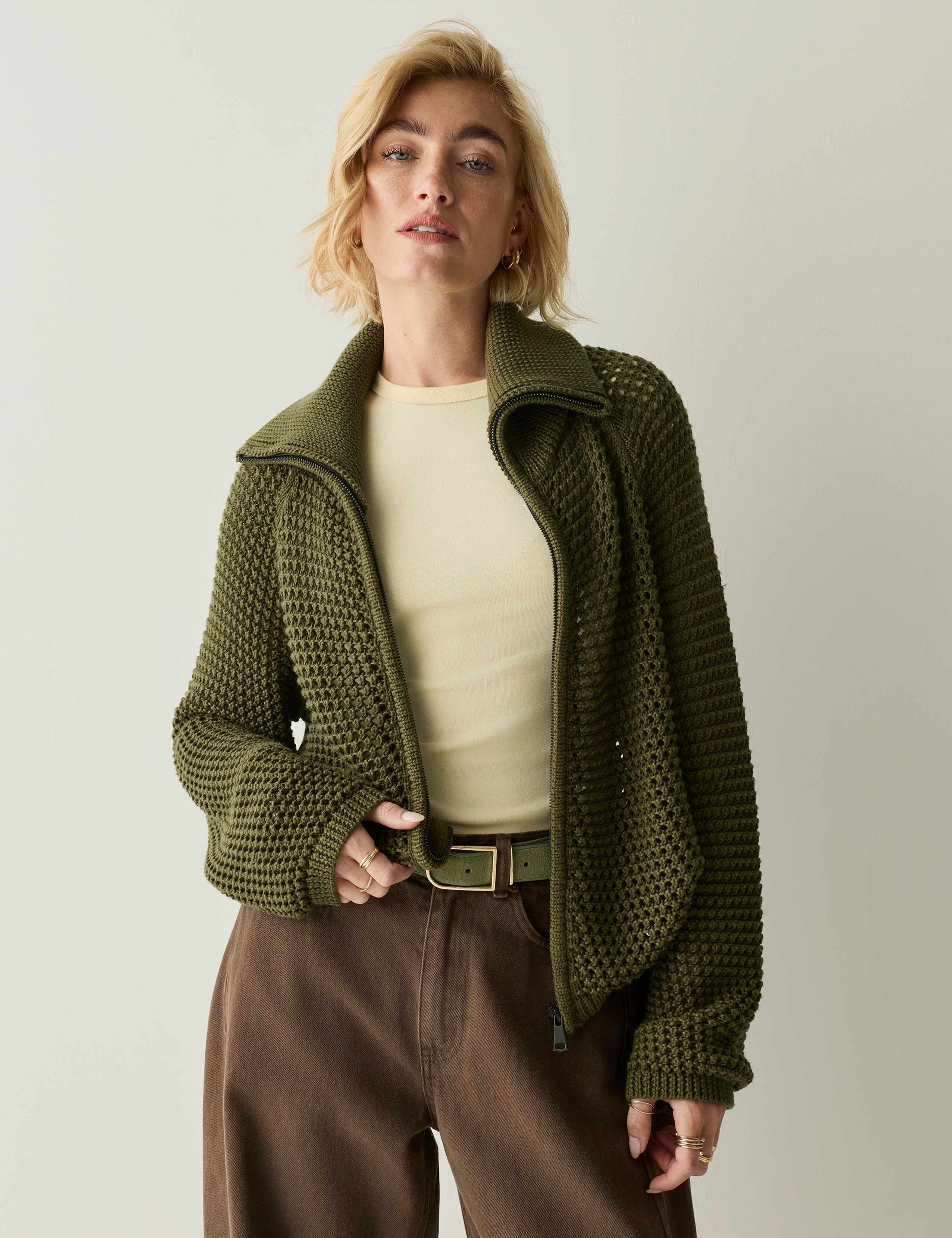 Textured Collared Cardigan