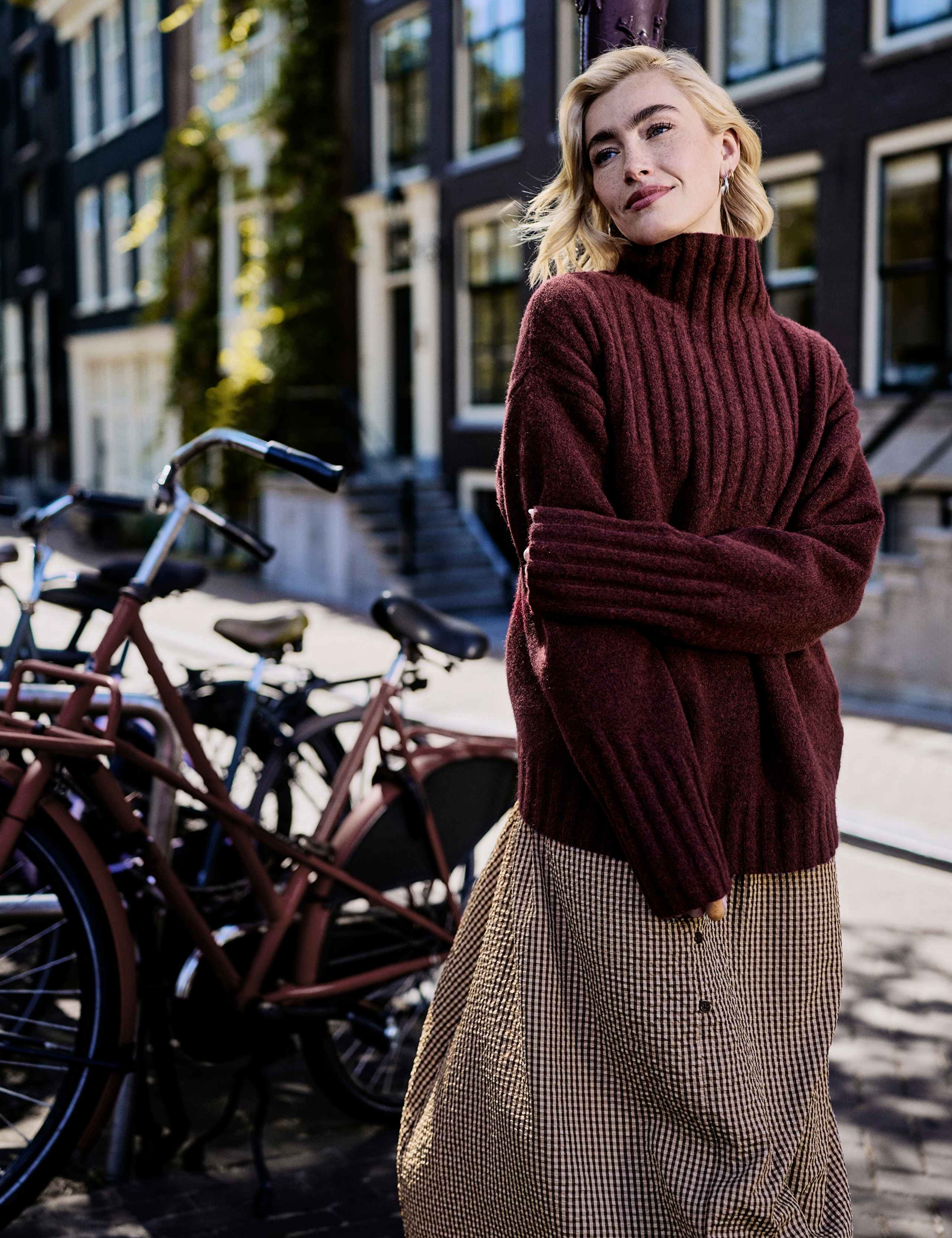 Striped Funnel Neck Relaxed Jumper
