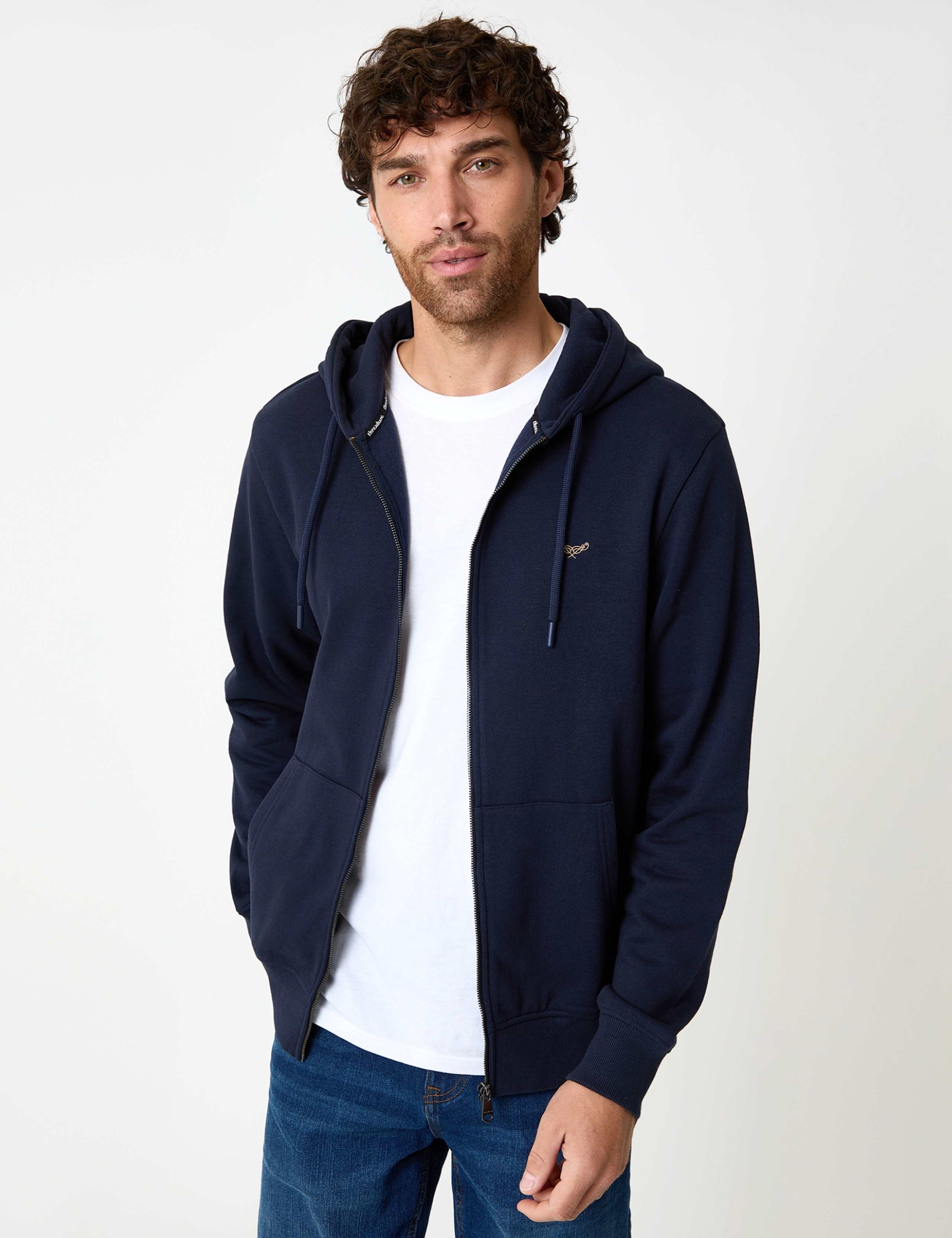 Cotton Blend Zip Up Hoodie