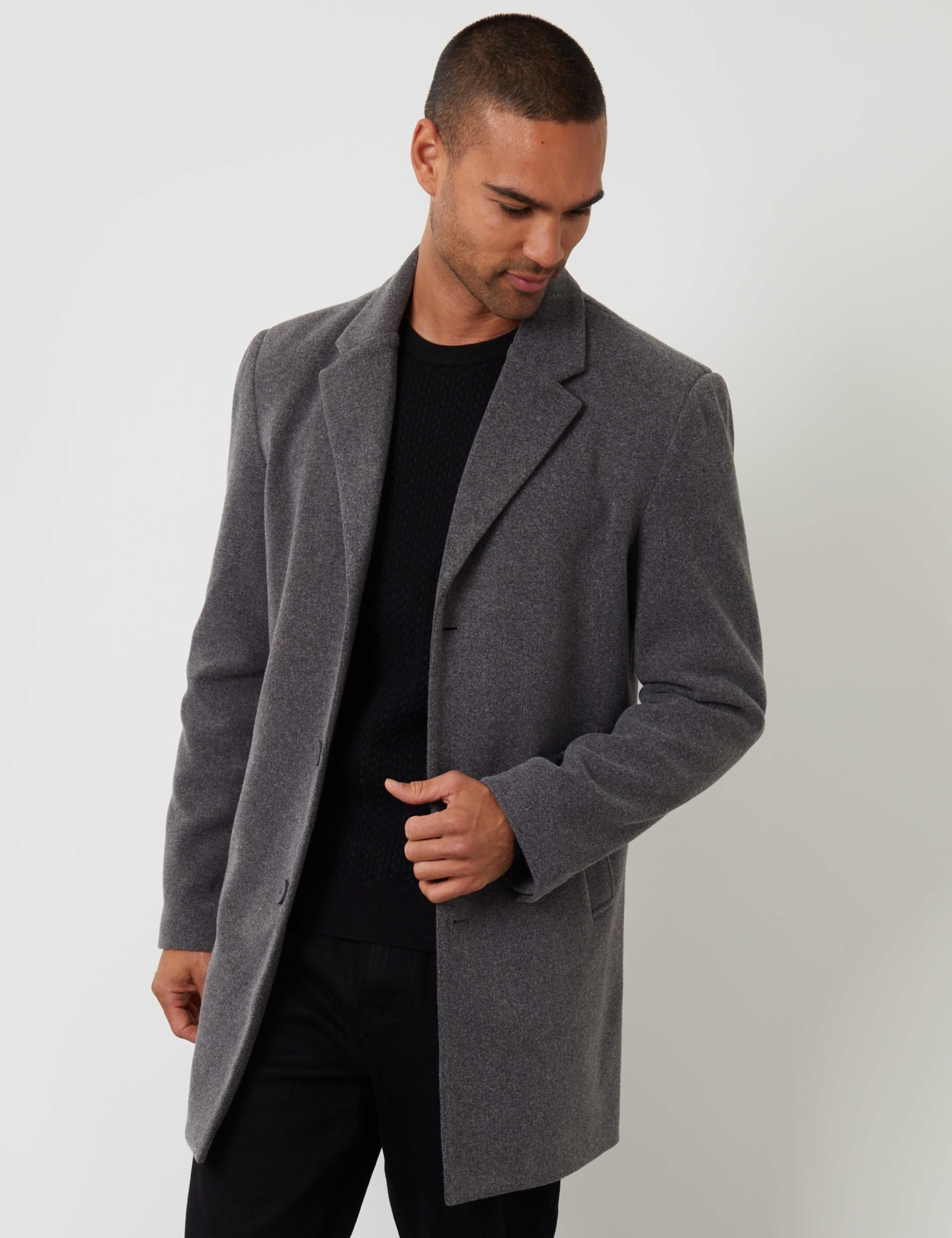 Faux Wool Trench Coat