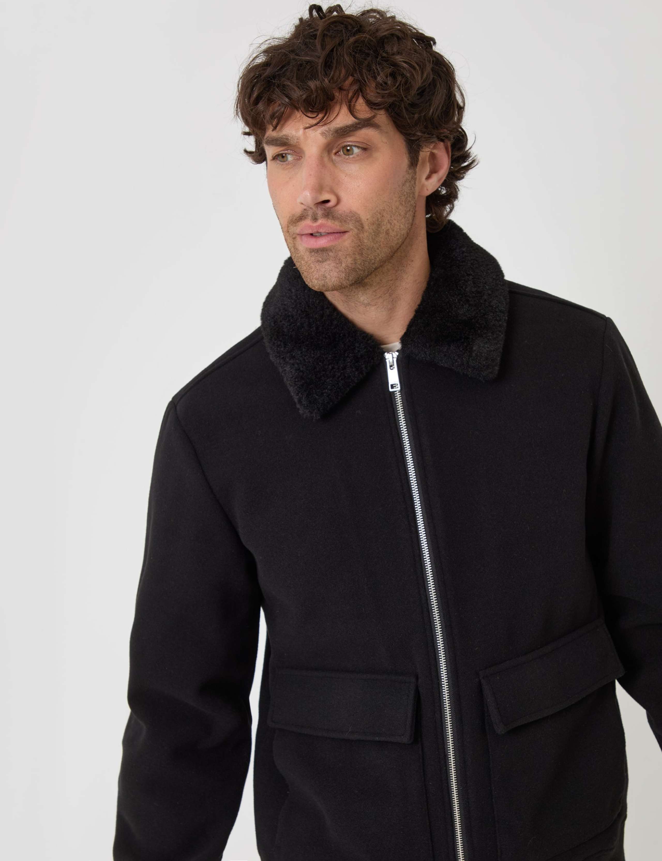 Faux Fur Collar Lightweight Jacket