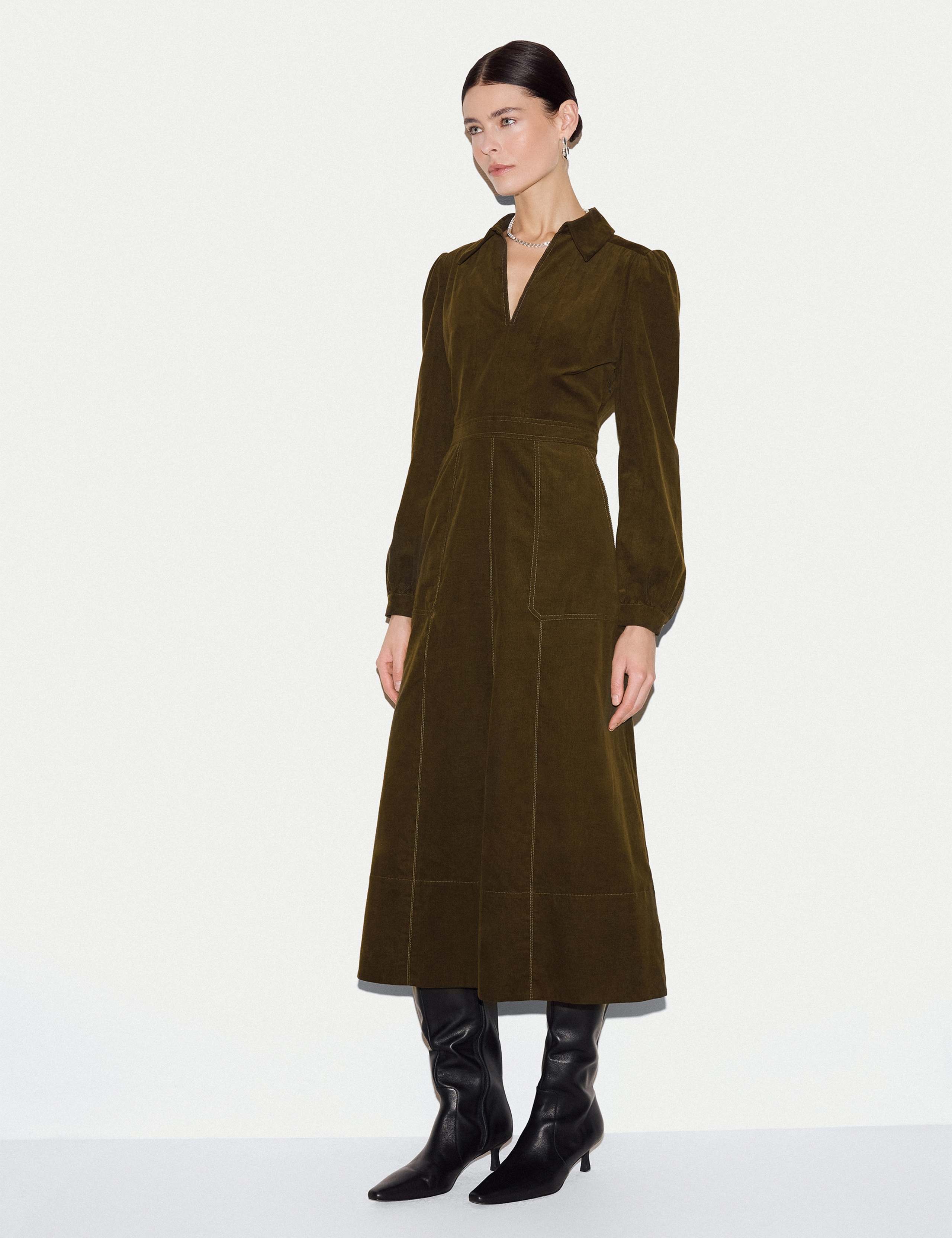 Cord Waisted Midi Dress
