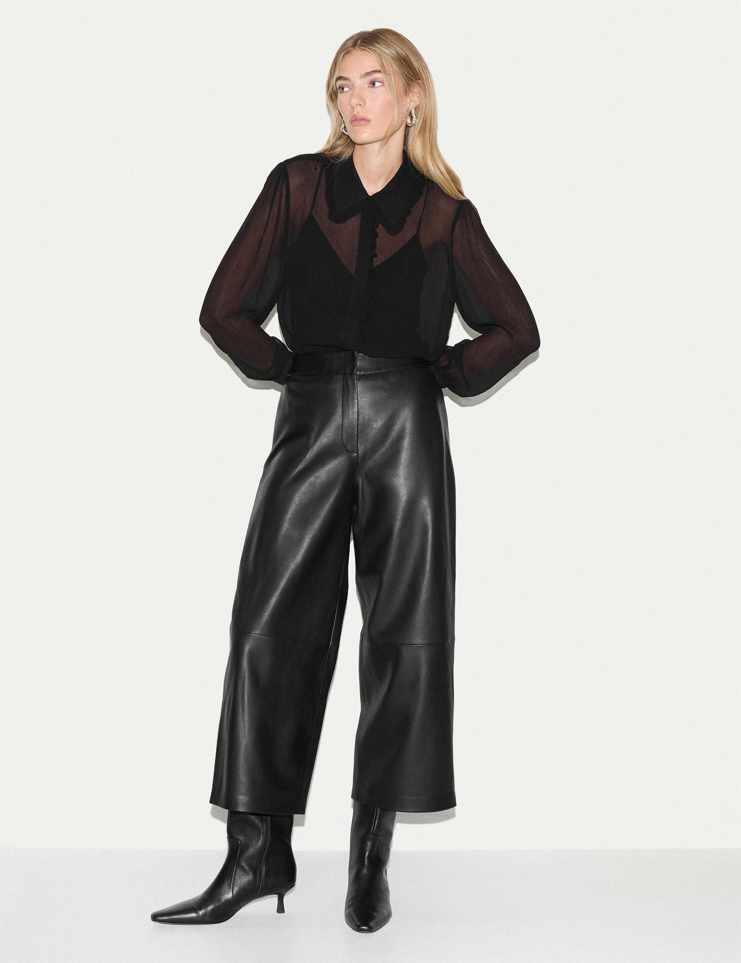 Sheer Collared Frill Detail Blouse