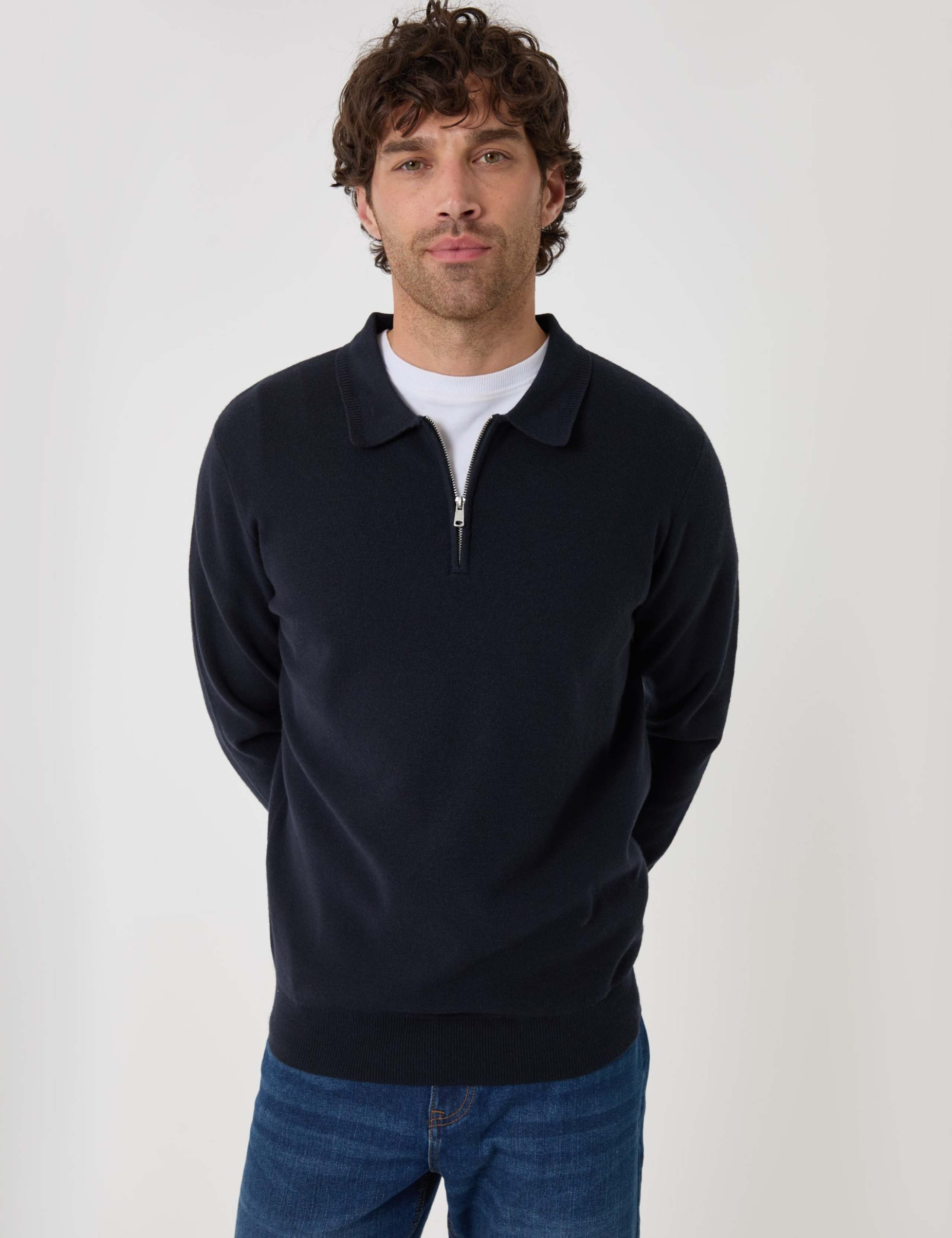 Boxy Fit Quarter Zip Polo Sweatshirt