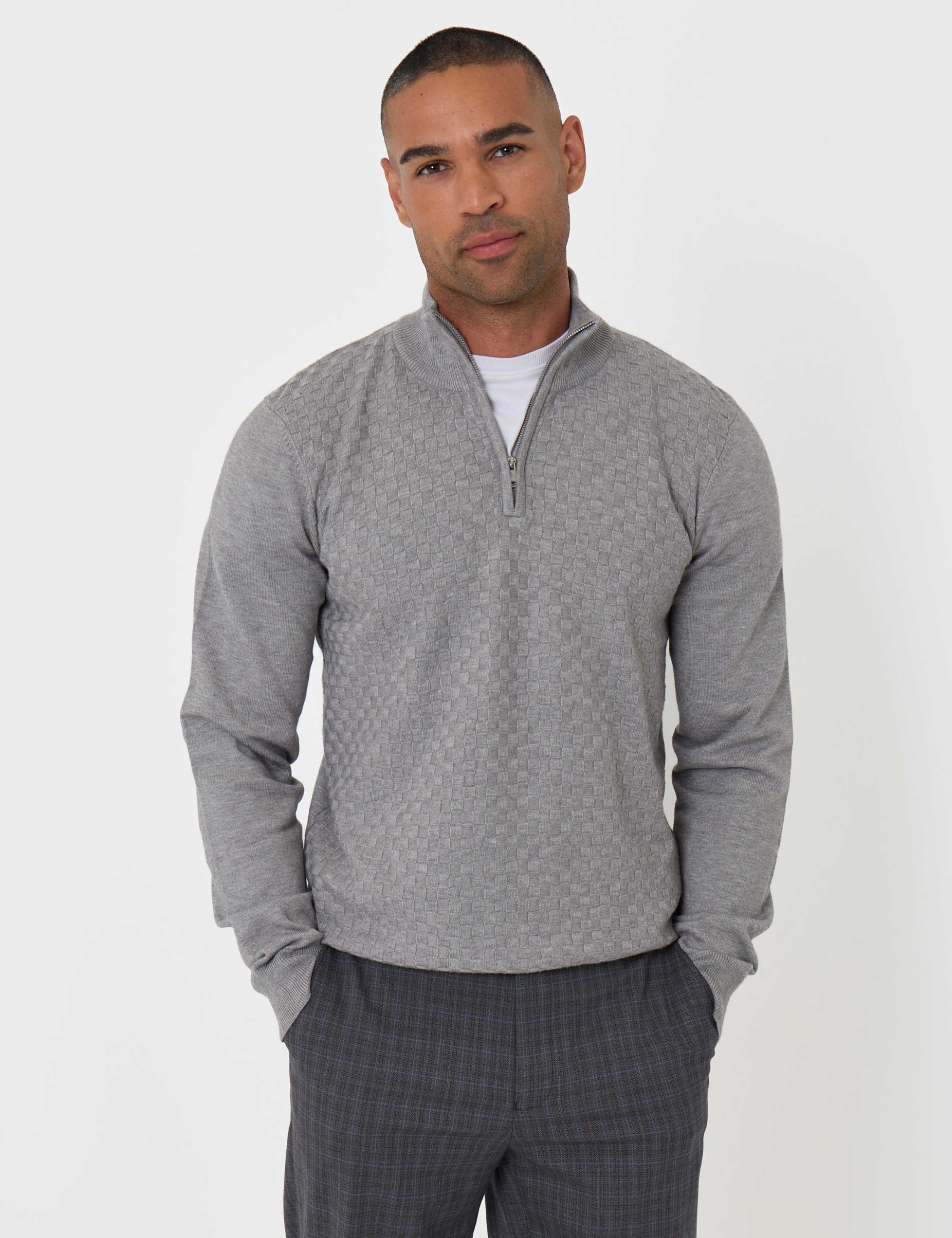 Basket Stitch Quarter Zip Jumper
