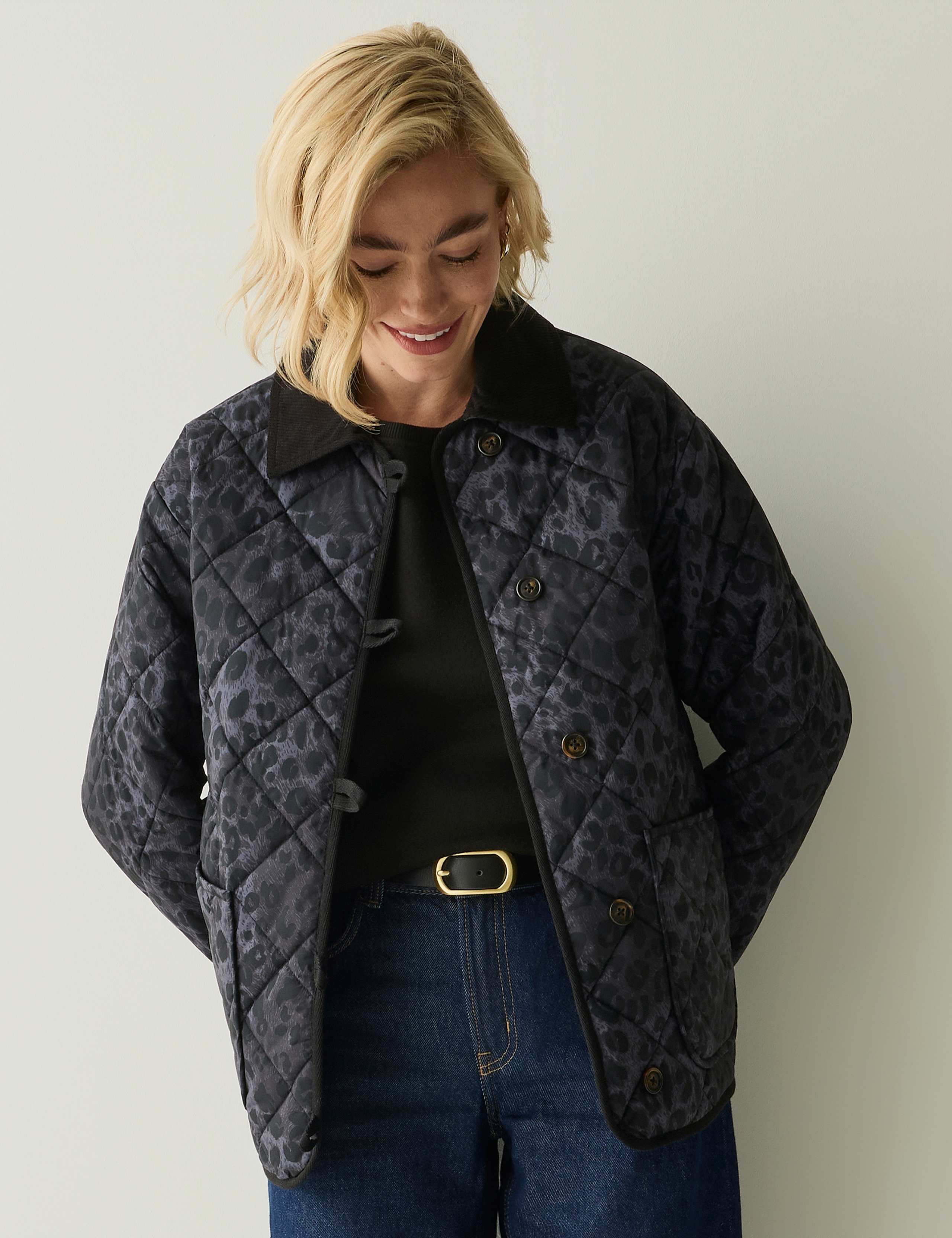 Checked Quilted Collared Jacket