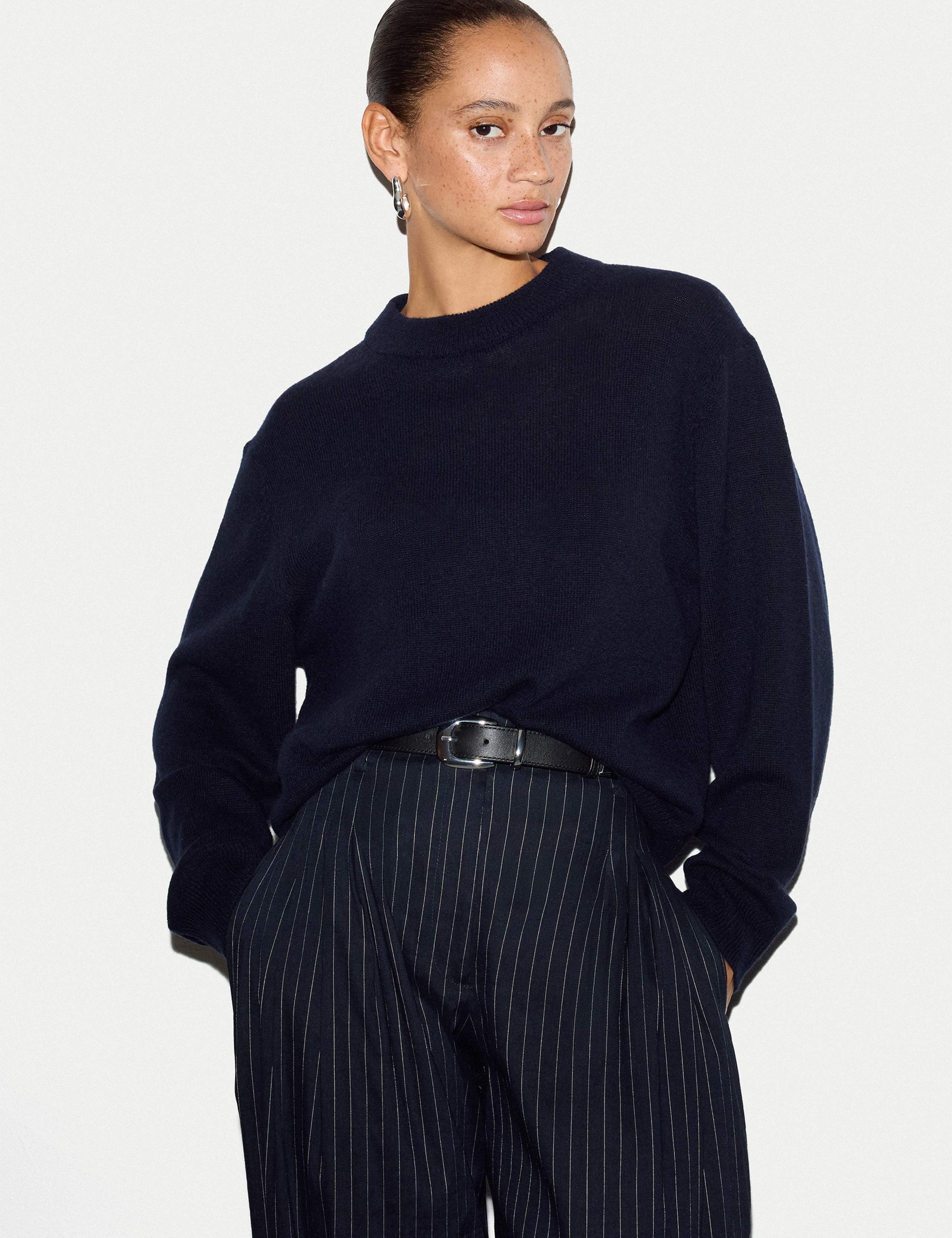 Merino Cashmere Blend Crew Neck Relaxed Jumper