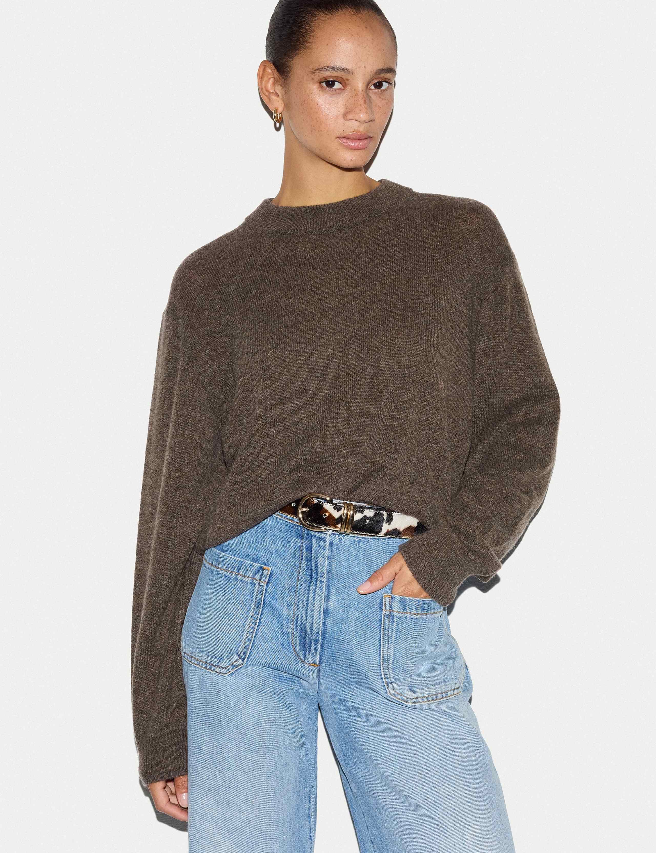 Merino Cashmere Blend Crew Neck Relaxed Jumper