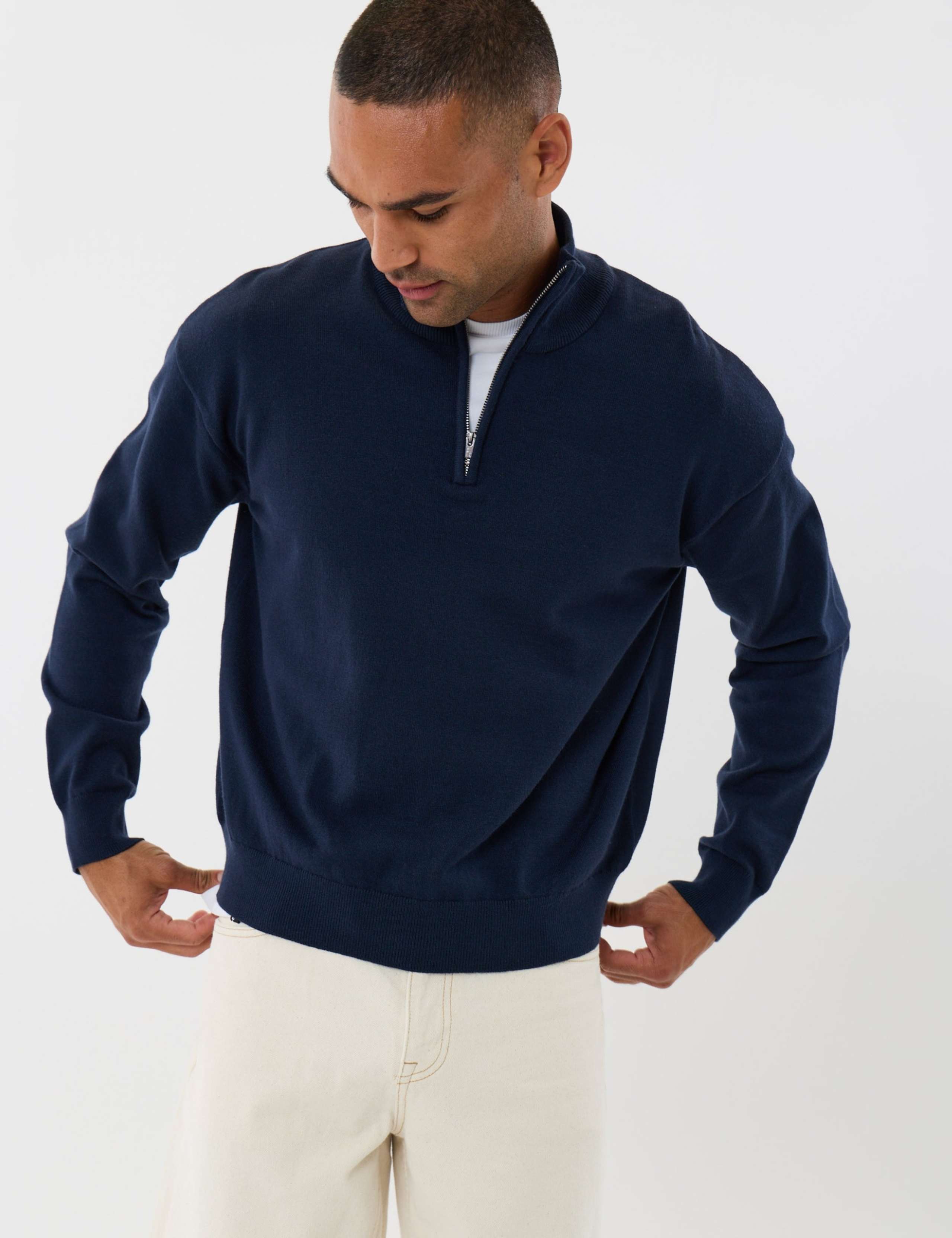 Supersoft Relaxed Fit Funnel Neck Quarter Zip Jumper