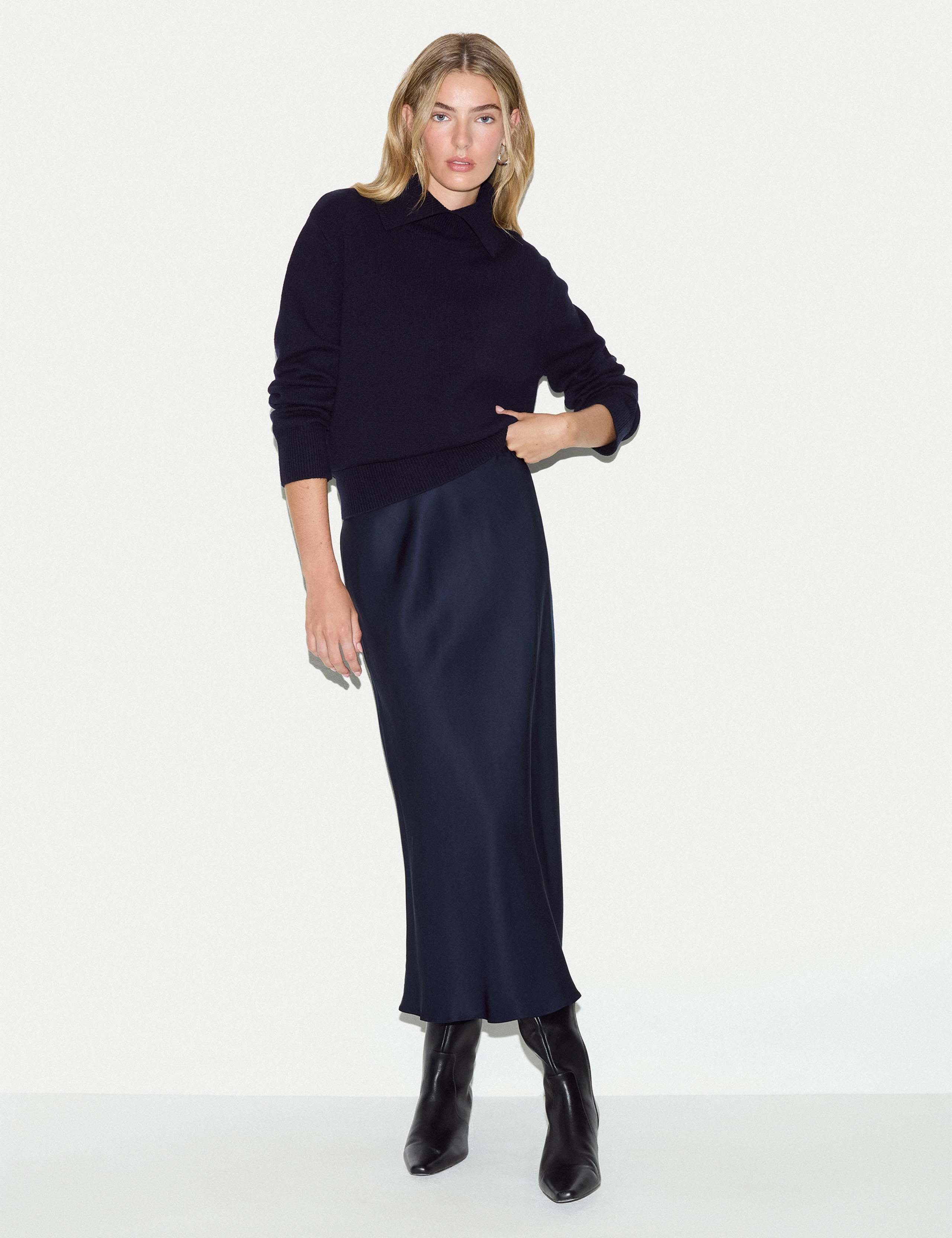 Satin Bias Midi Skirt