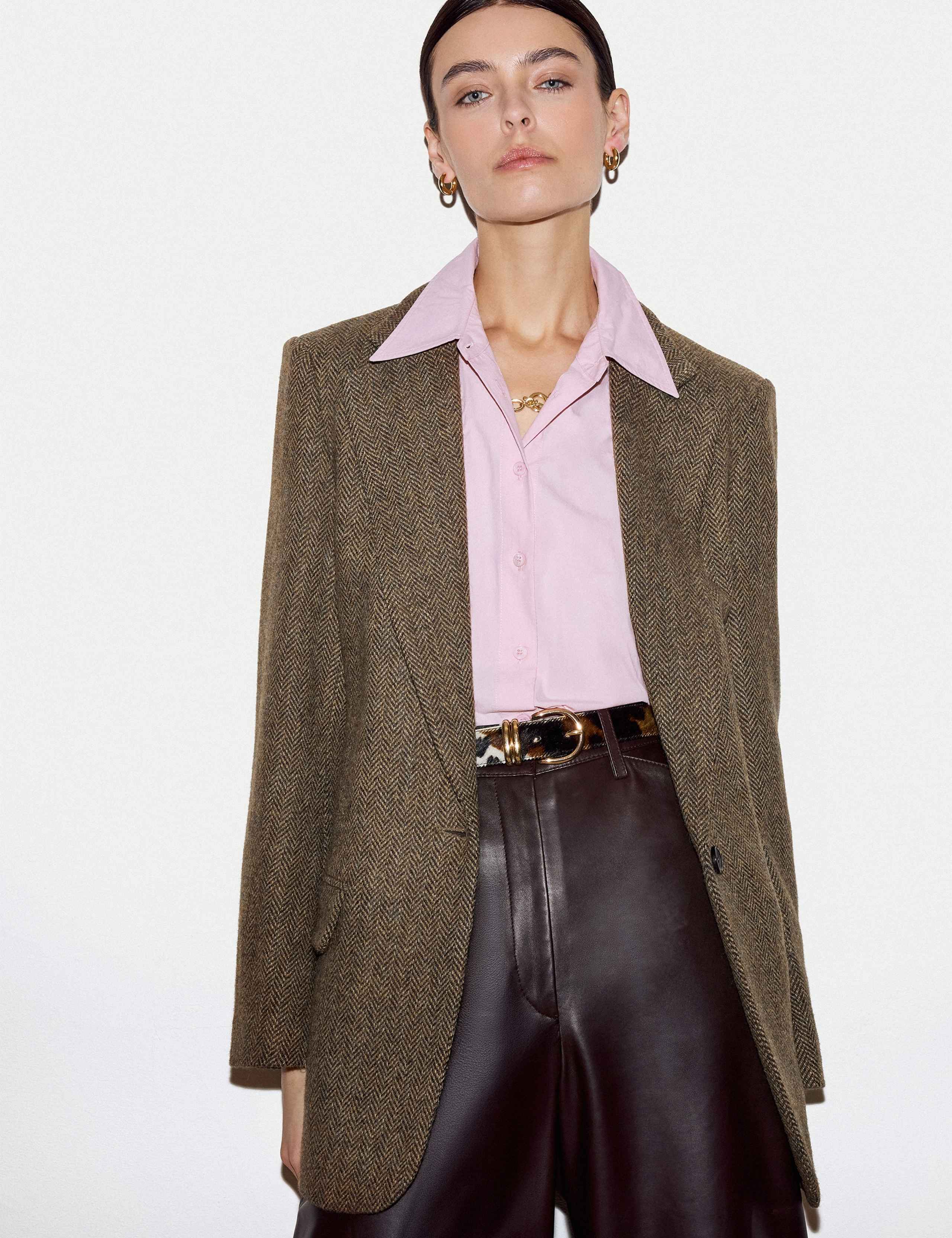Wool Blend Twill Single Breasted Blazer