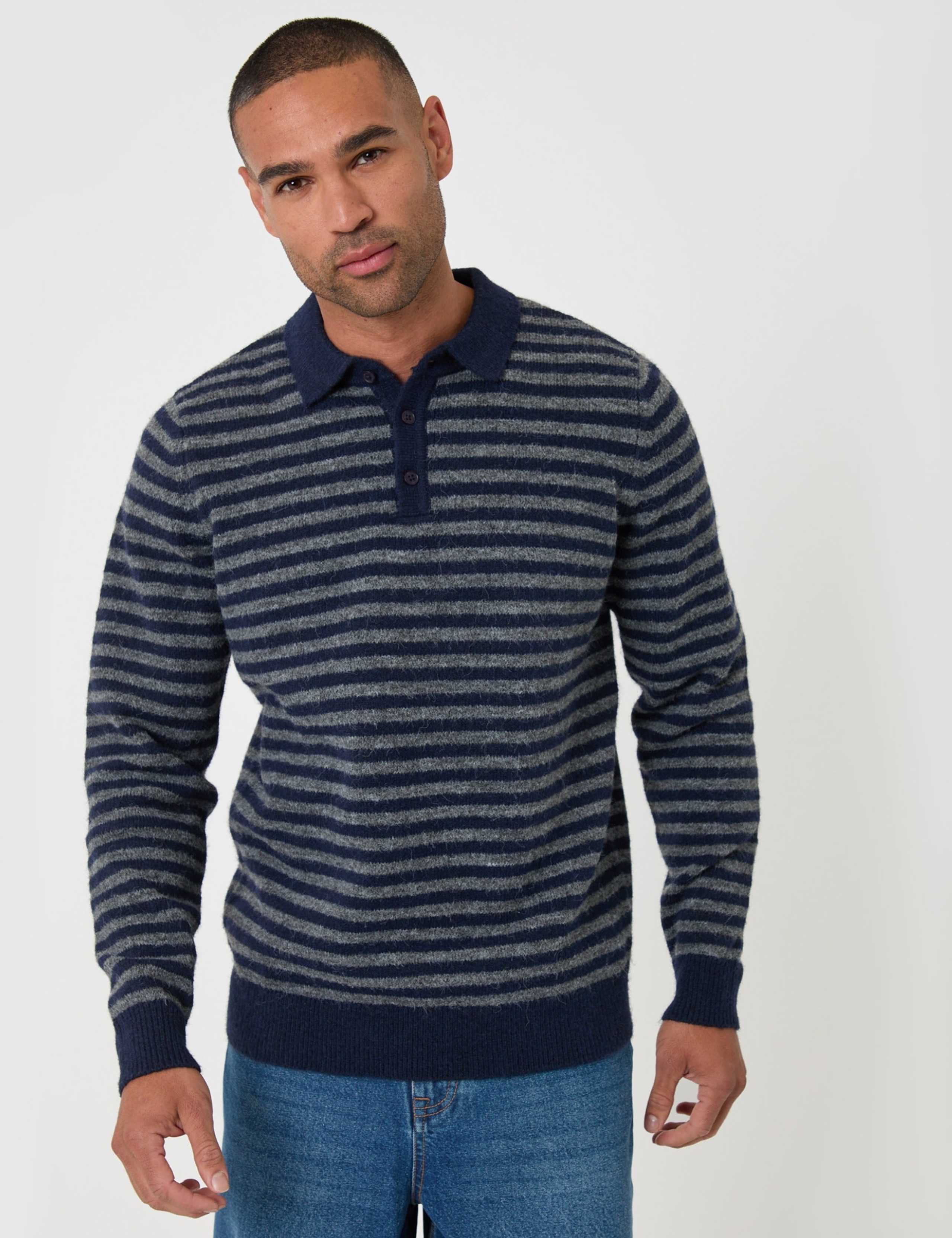 Heavyweight Striped Long Sleeve Polo Shirt