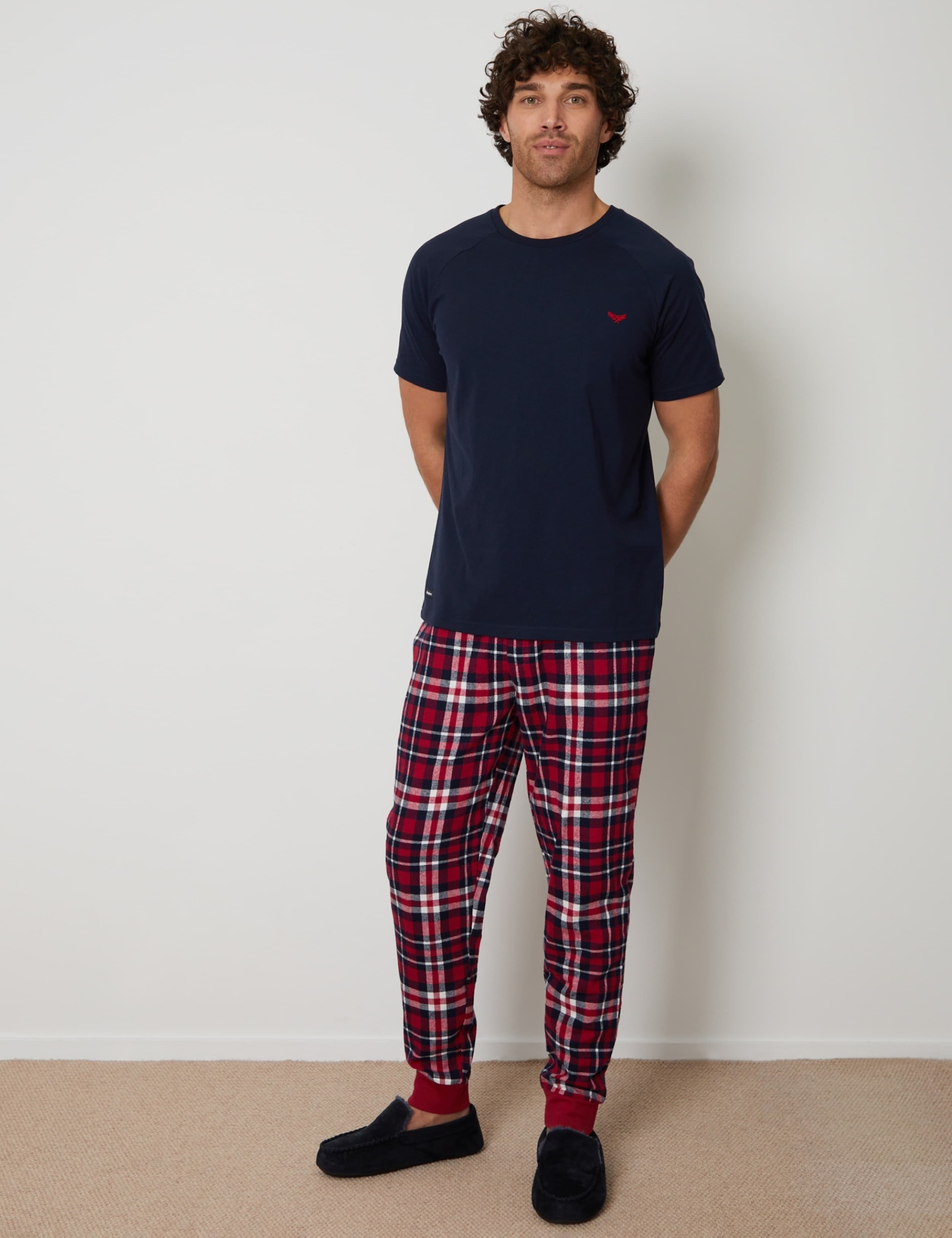 Cotton Rich Checked T-Shirt Pyjama Set