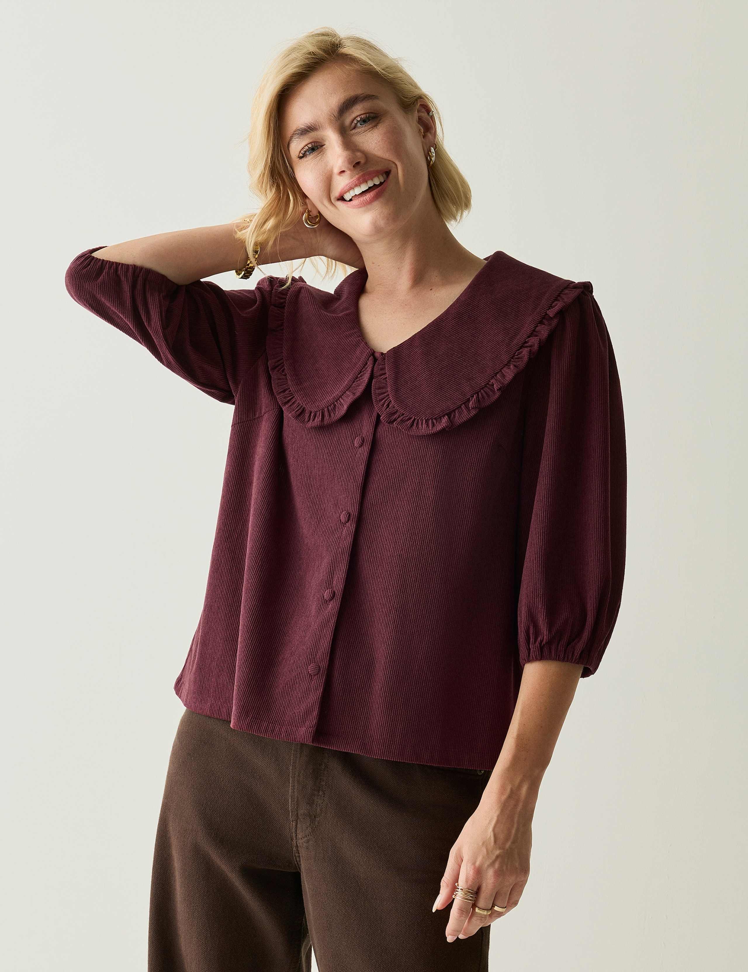 Cord Collared Relaxed Blouse