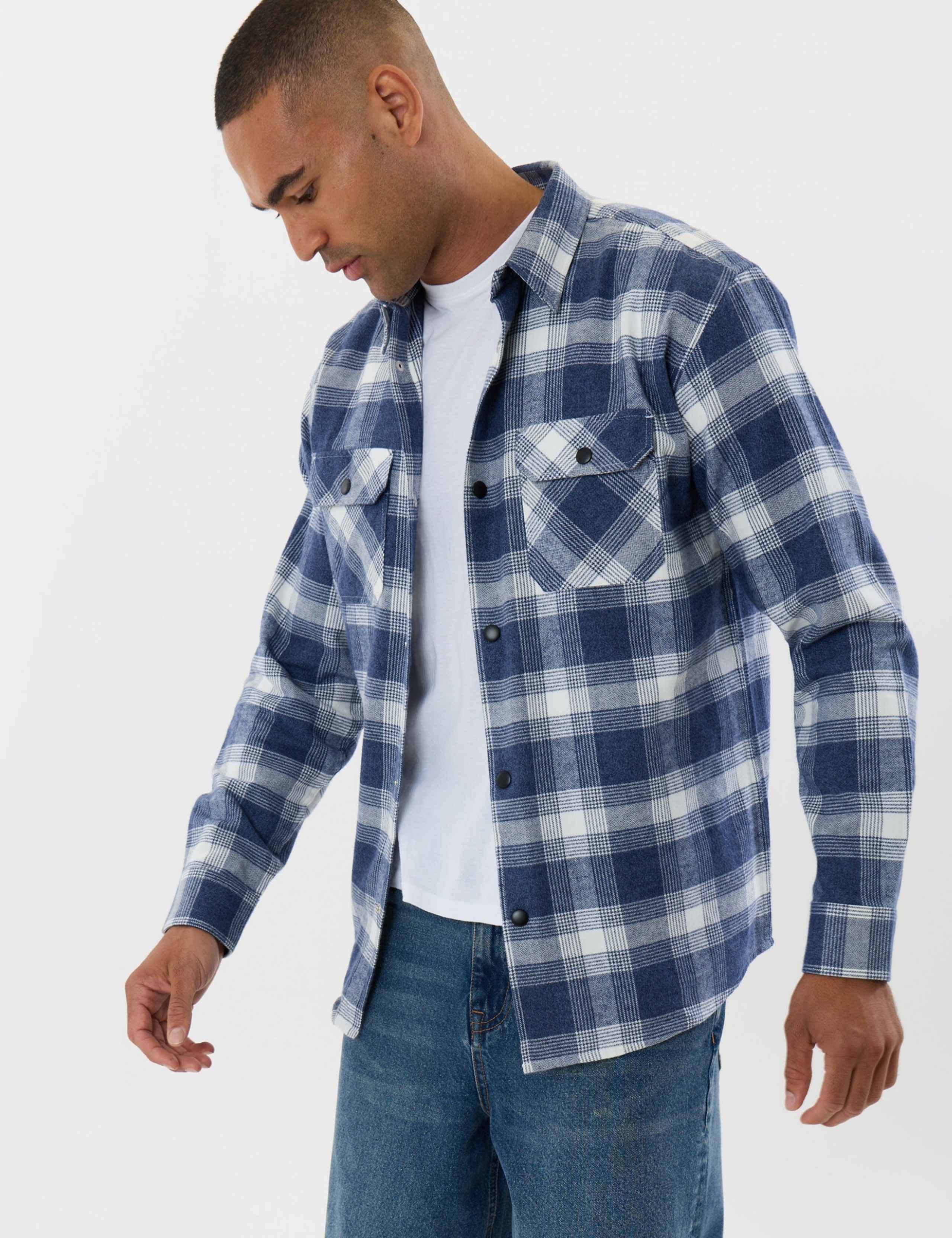 Relaxed Fit Pure Cotton Checked Patch Pocket Shirt