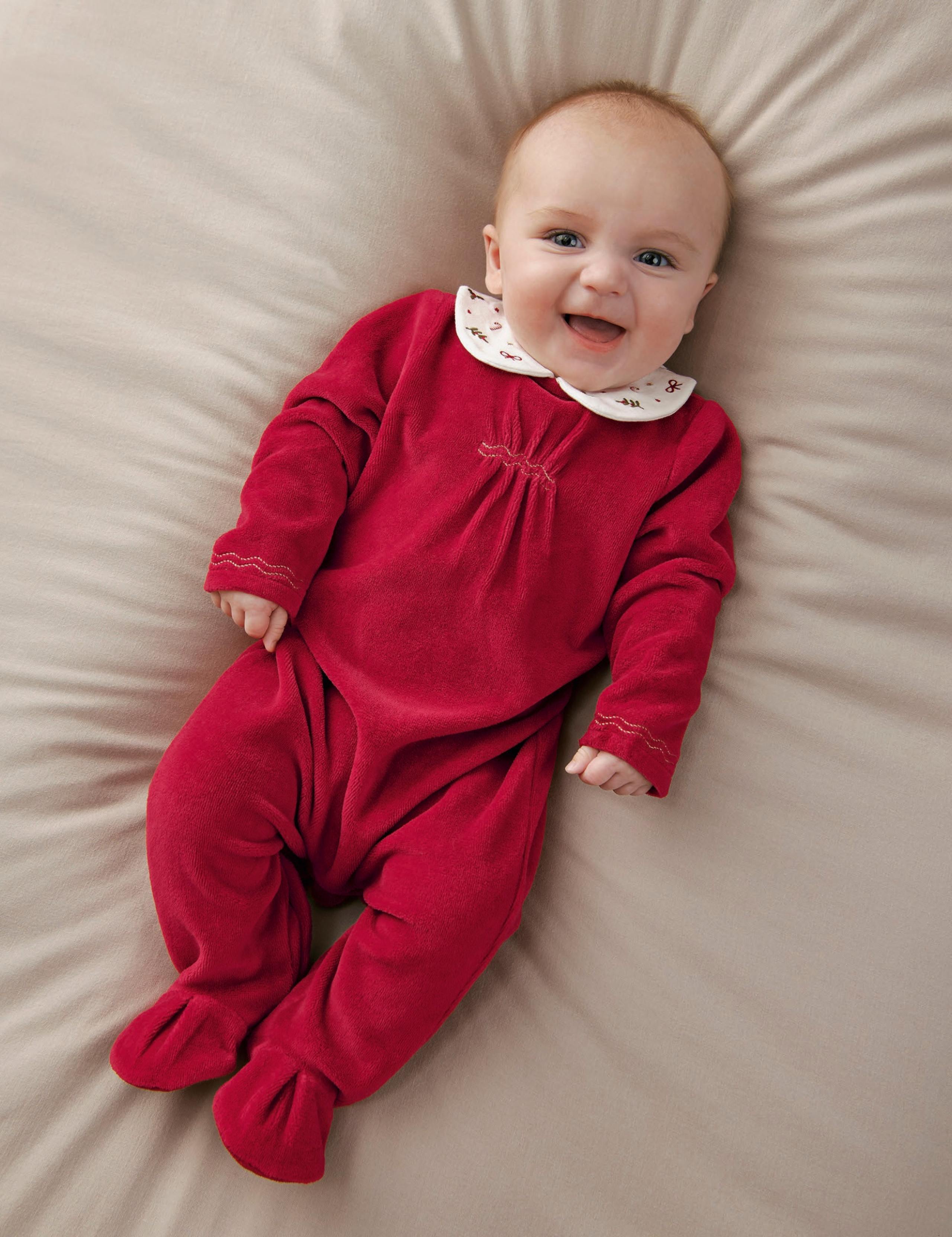 Velour Embroidered Christmas Sleepsuit