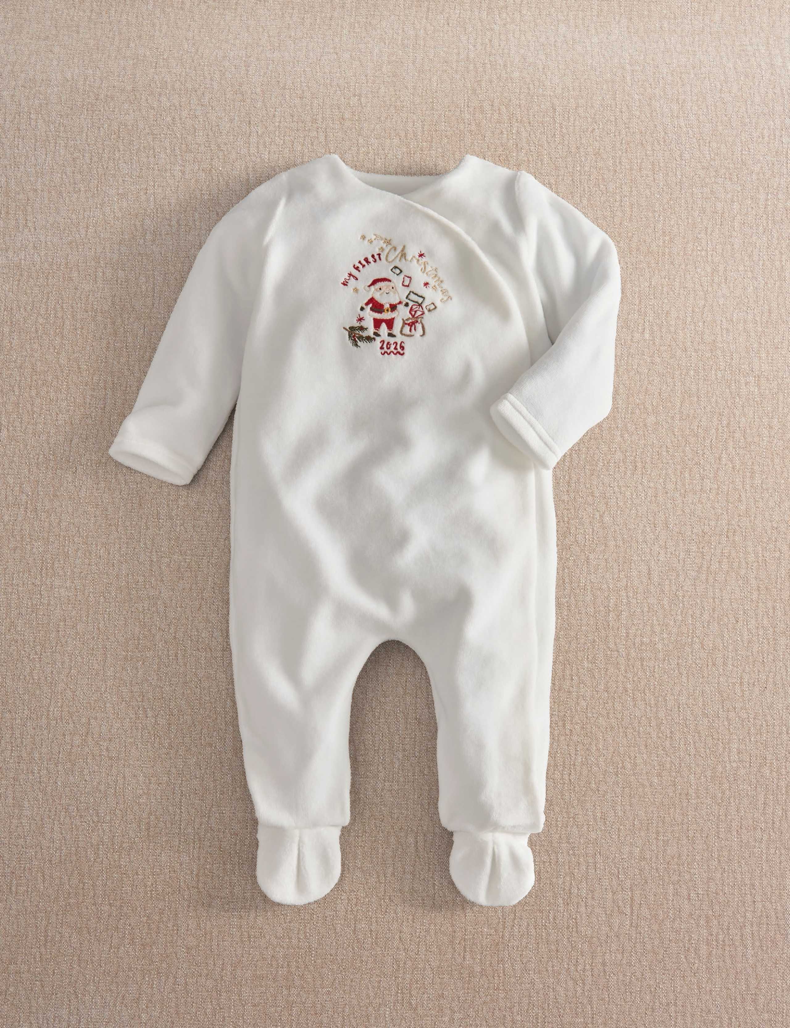 My First Christmas 2026 Velour Sleepsuit