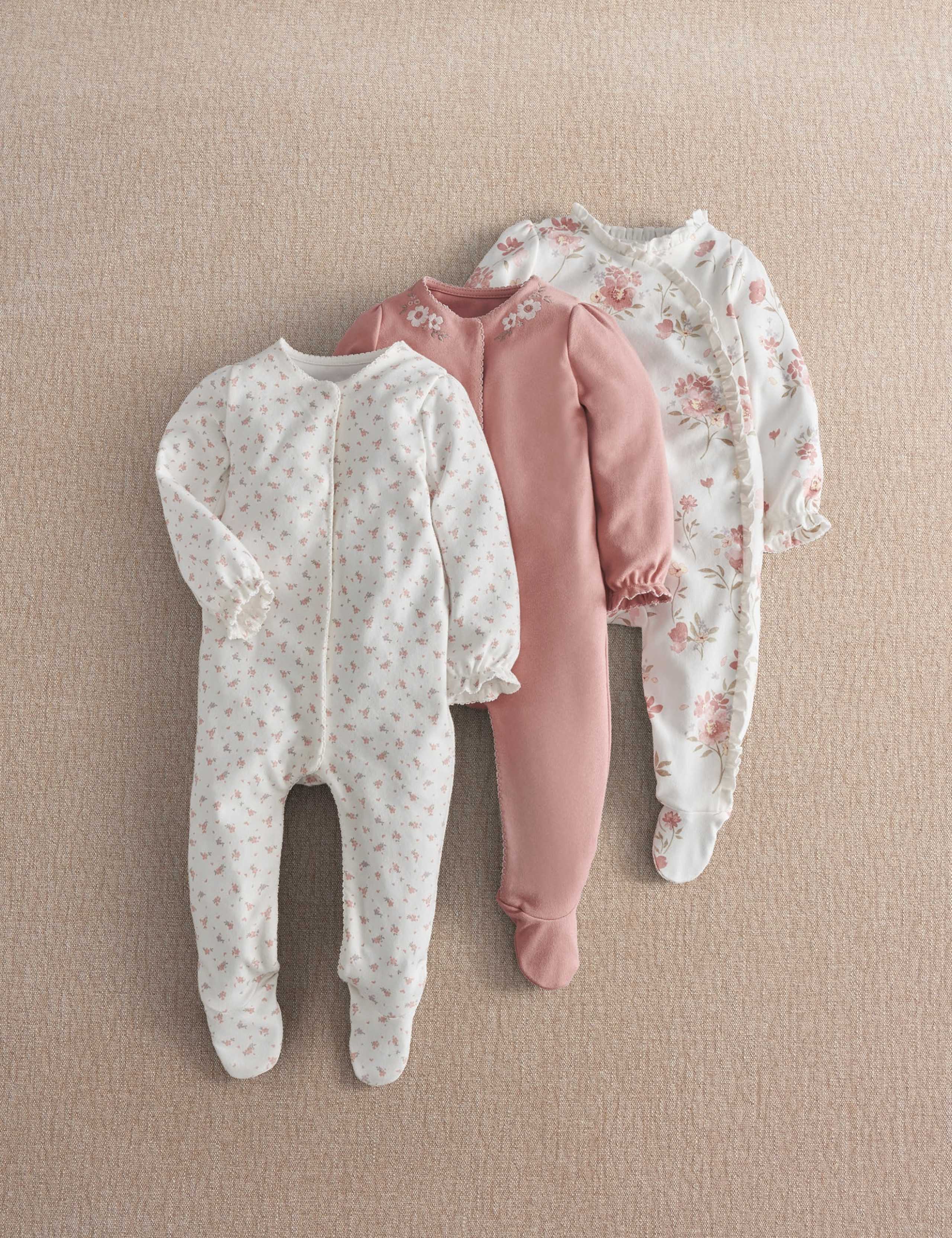 3 Pack Ditsy Floral Sleepsuits