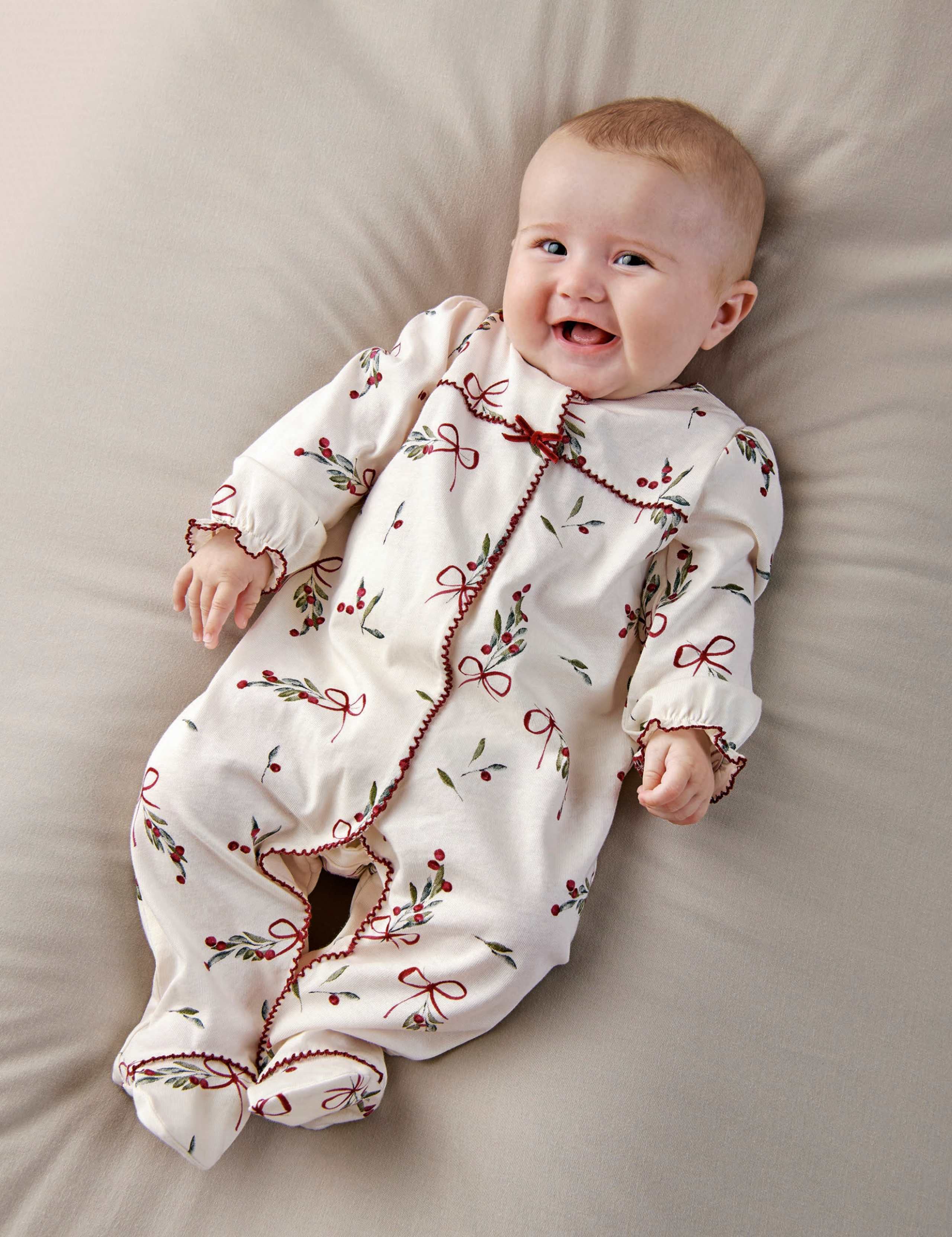 Bow Print Christmas Sleepsuit