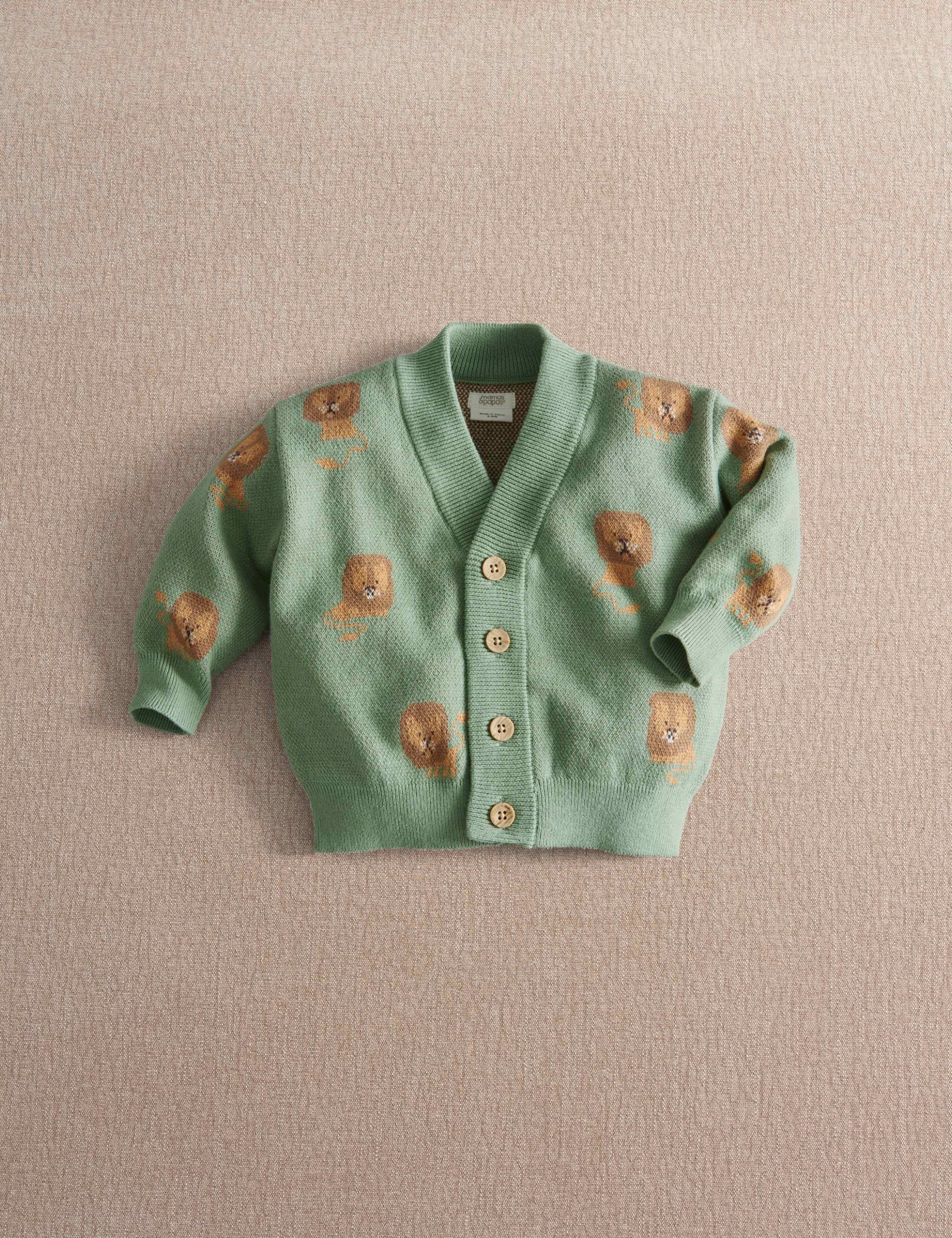Pure Cotton Lion Knitted Cardigan