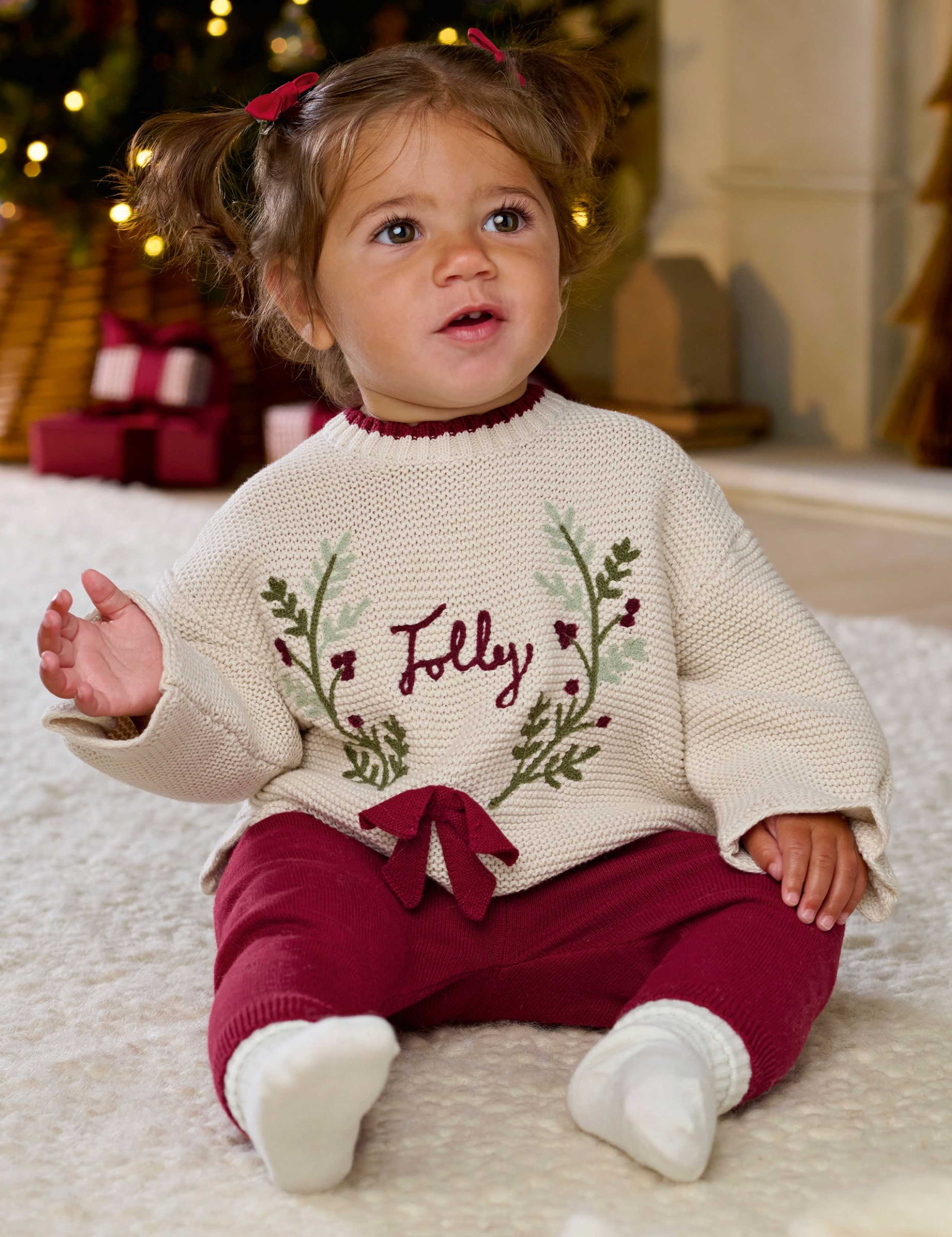 Pure Cotton Jolly Knitted Jumper And Leggings Set